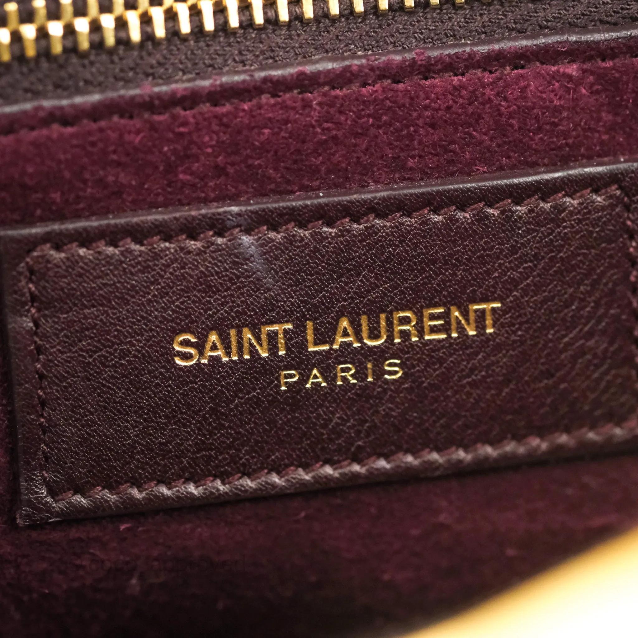 Saint Laurent Classic Sac De Jour Small Burgundy Smooth Calfskin Gold Hardware