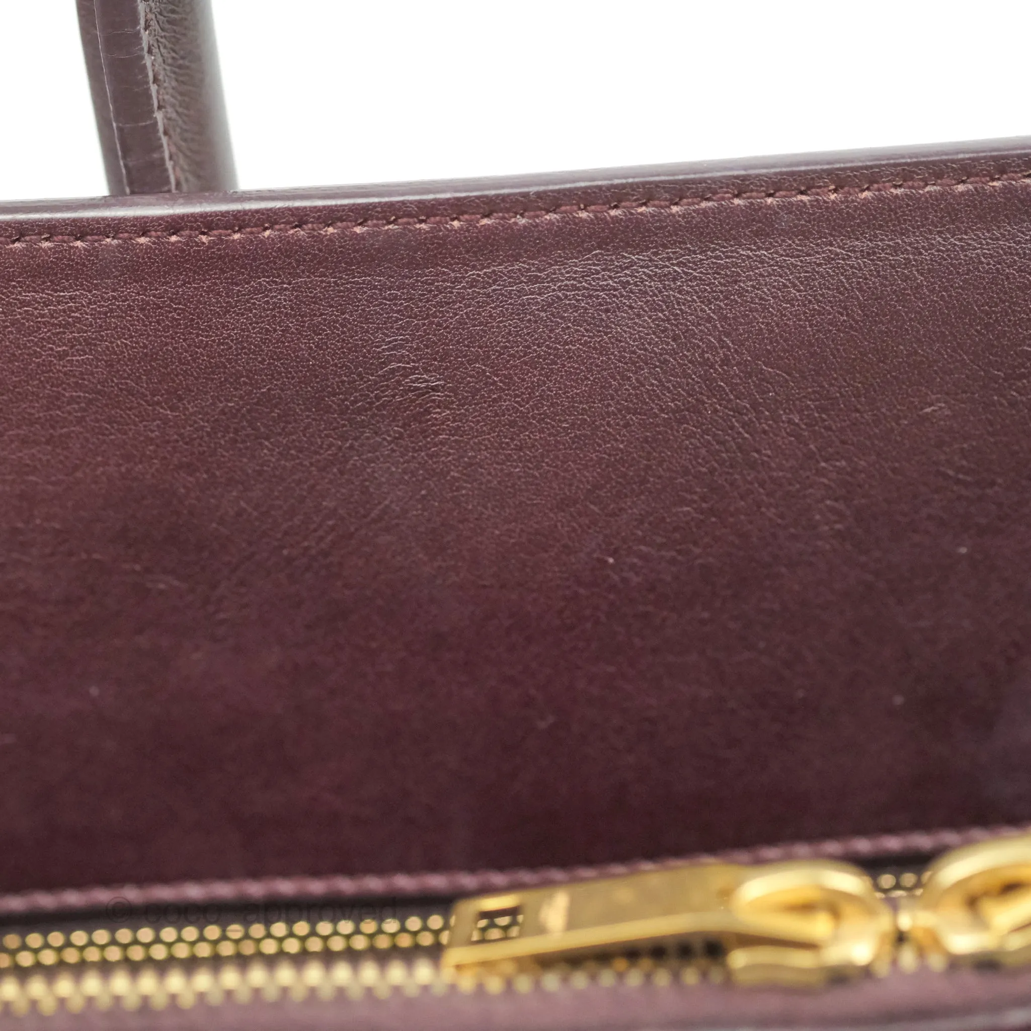 Saint Laurent Classic Sac De Jour Small Burgundy Smooth Calfskin Gold Hardware