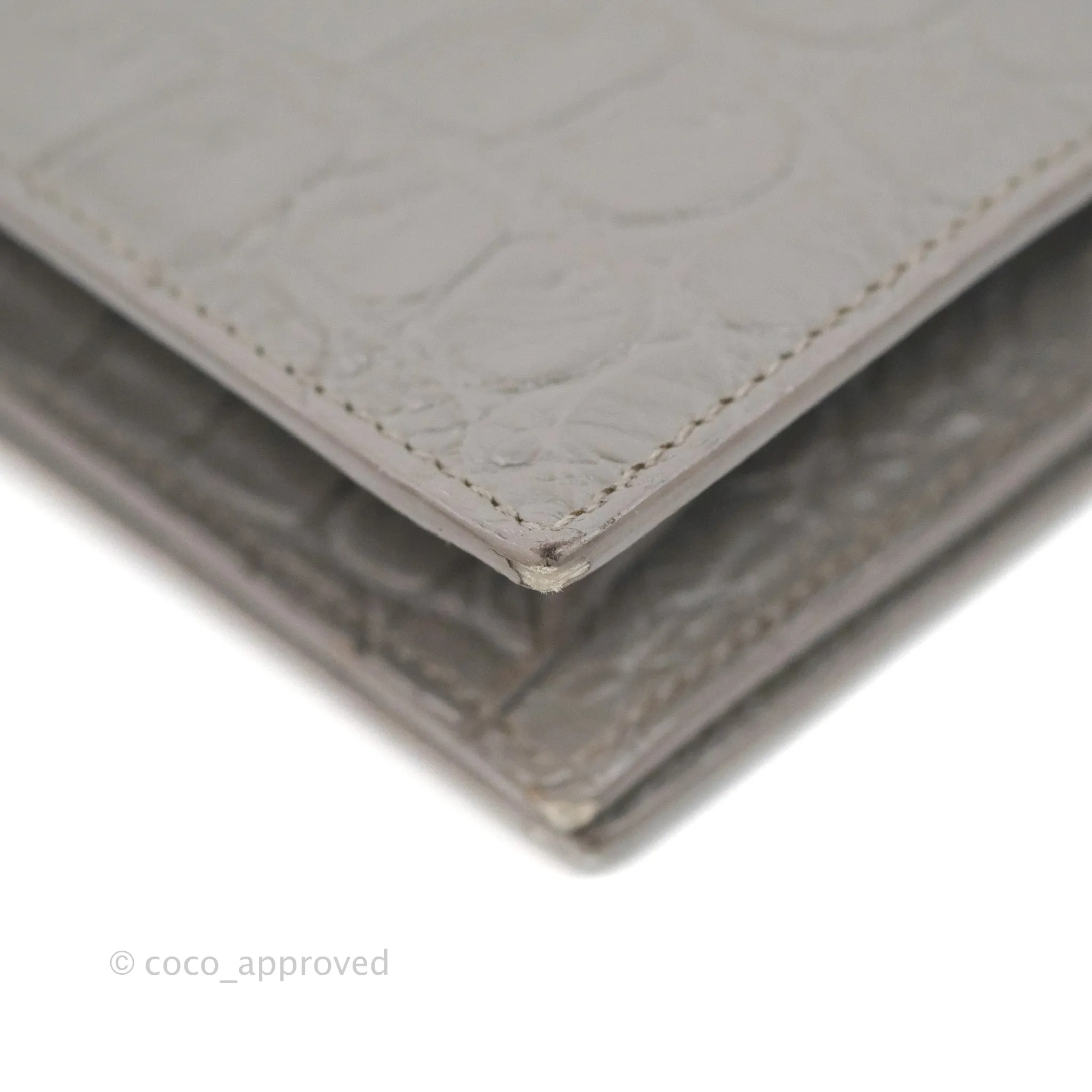 Saint Laurent Clutch Bag Grey Croc-Embossed Silver Hardware