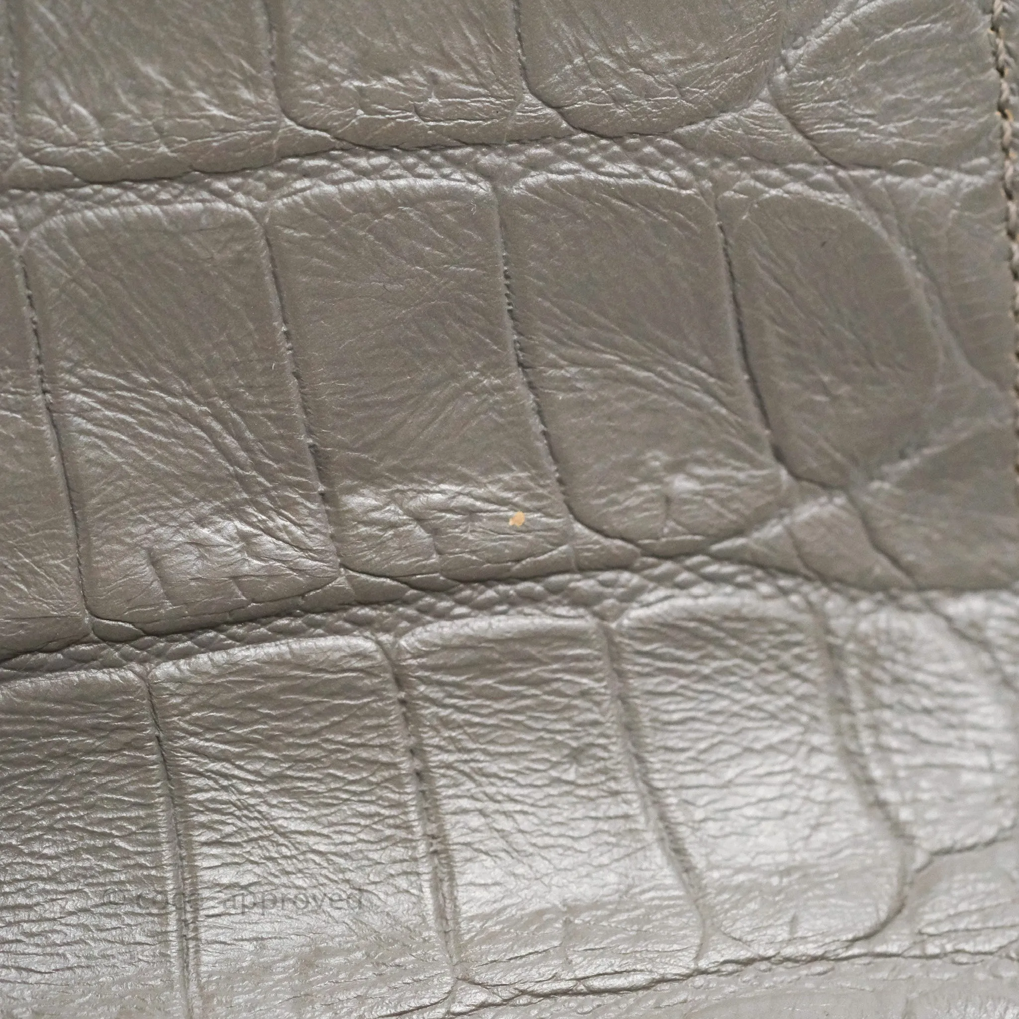 Saint Laurent Clutch Bag Grey Croc-Embossed Silver Hardware