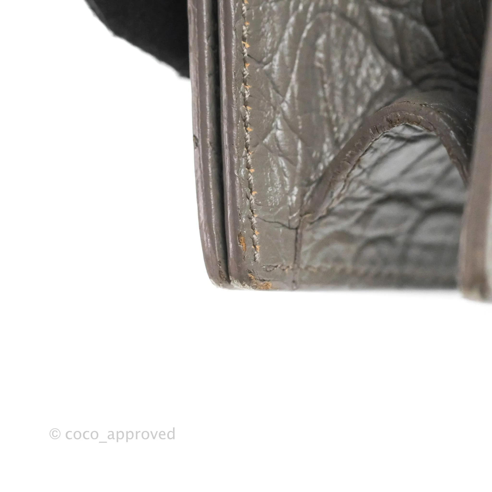 Saint Laurent Clutch Bag Grey Croc-Embossed Silver Hardware