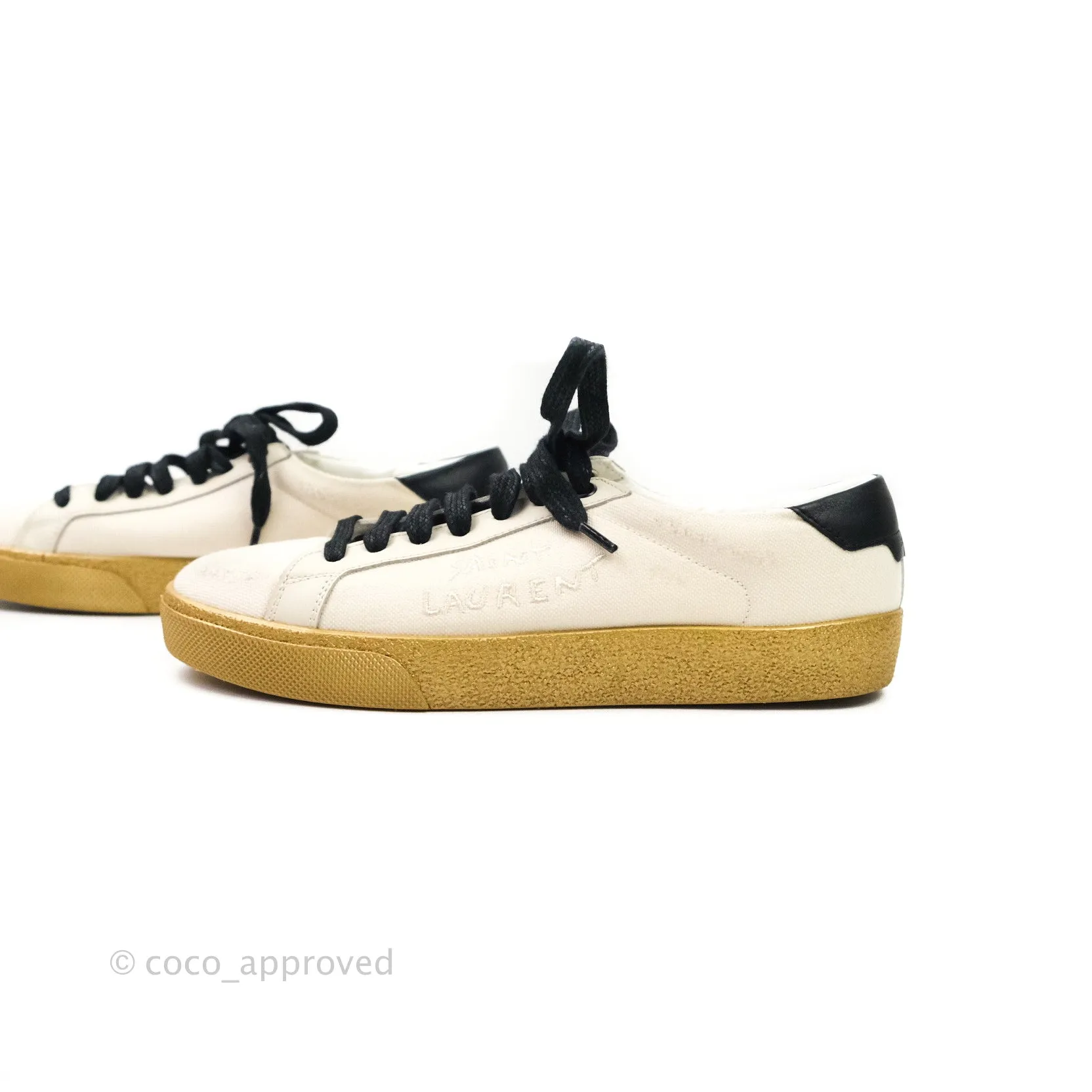 Saint Laurent Court Classic Worn-Look Sneakers Size 36.5