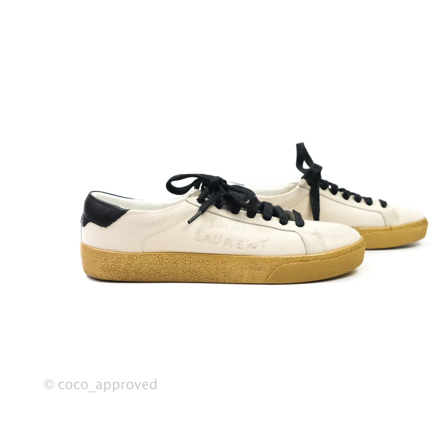 Saint Laurent Court Classic Worn-Look Sneakers Size 36.5