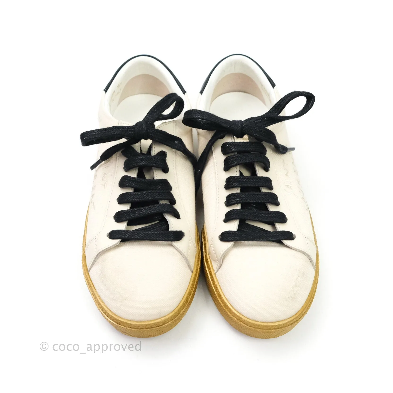 Saint Laurent Court Classic Worn-Look Sneakers Size 36.5