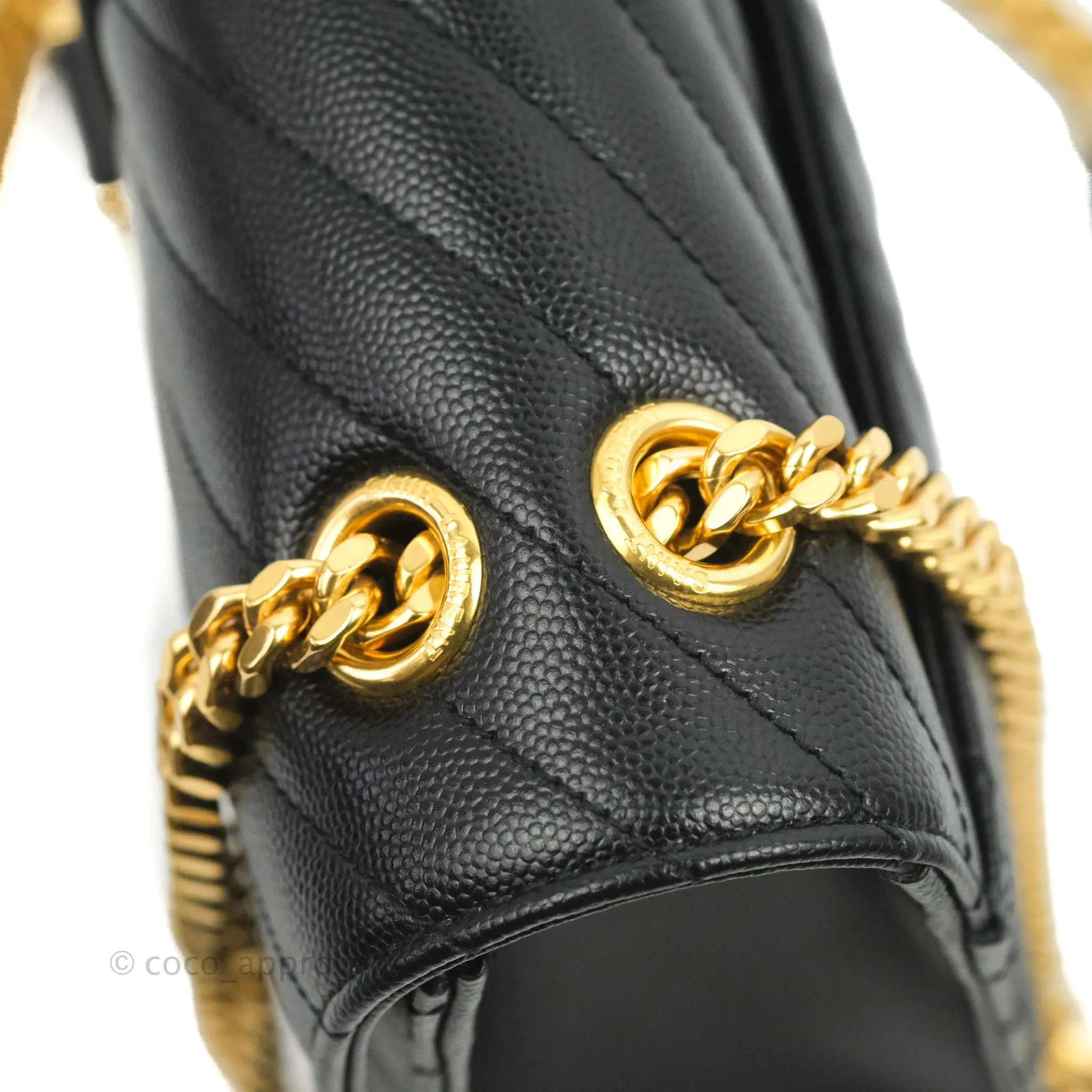 Saint Laurent Envelope Medium Black Caviar Gold Hardware