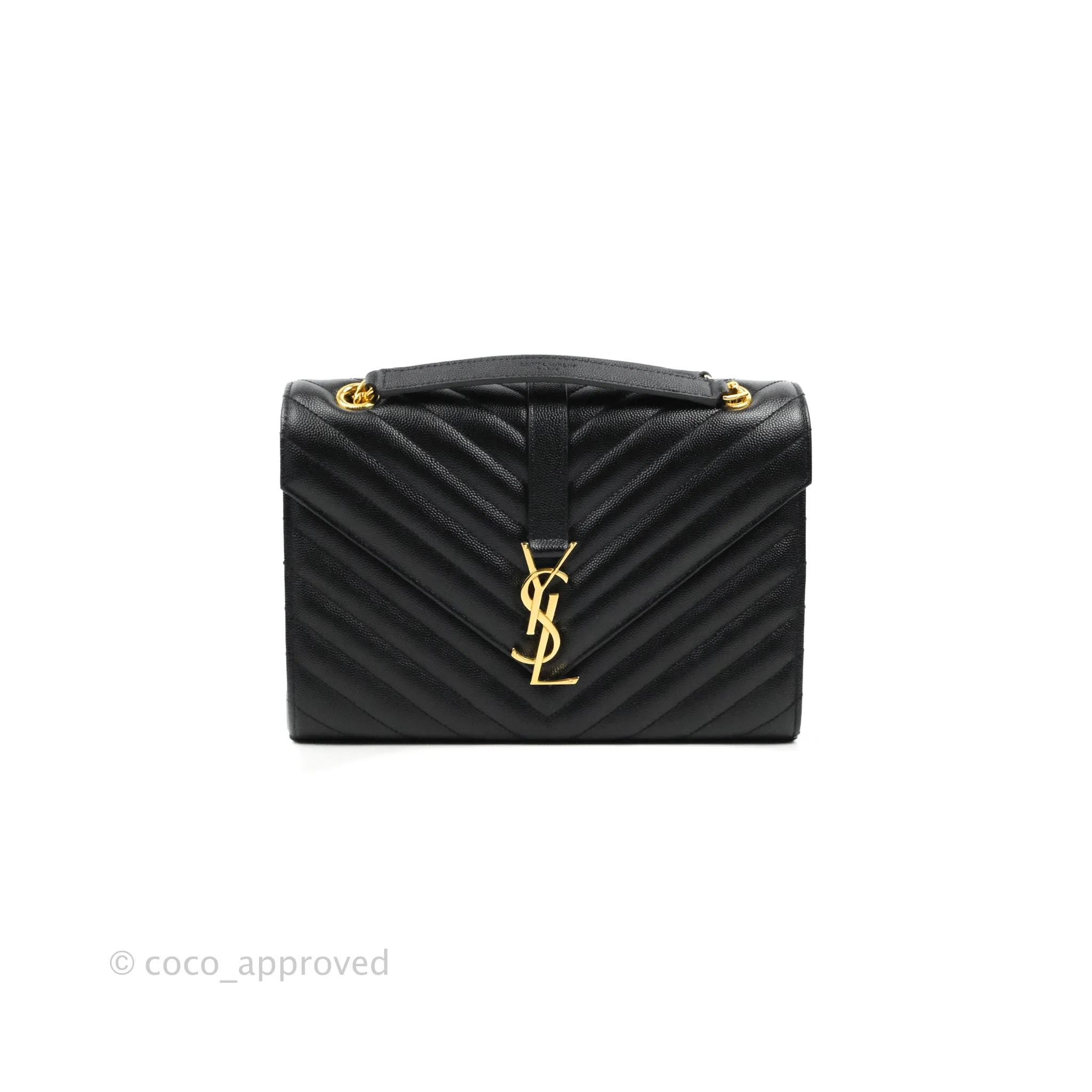 Saint Laurent Envelope Medium Black Caviar Gold Hardware