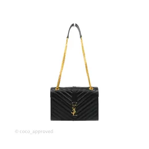 Saint Laurent Envelope Medium Black Caviar Gold Hardware