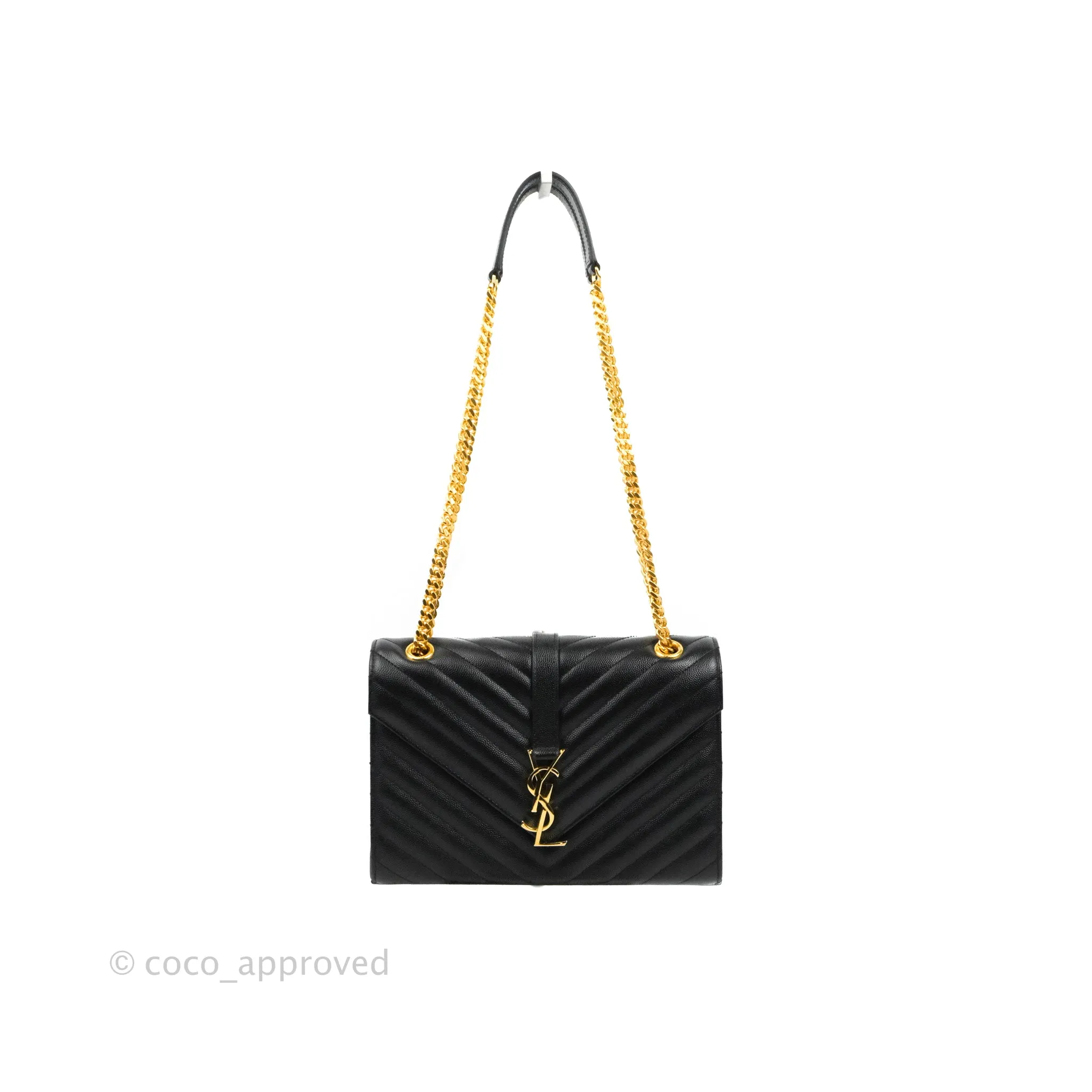 Saint Laurent Envelope Medium Black Caviar Gold Hardware