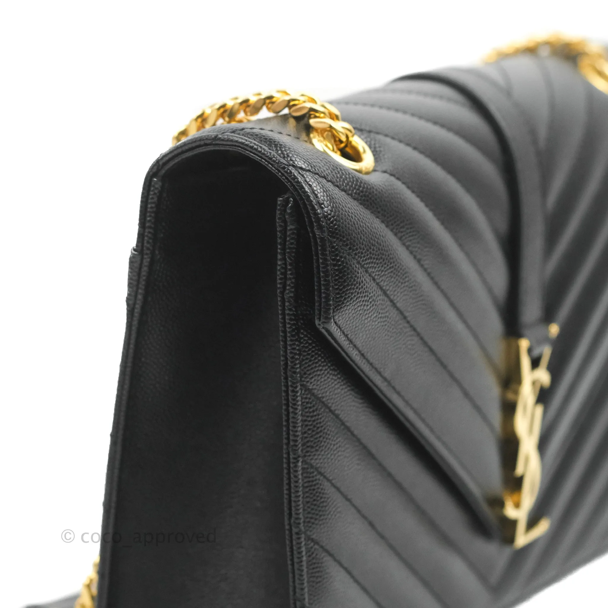 Saint Laurent Envelope Medium Black Caviar Gold Hardware