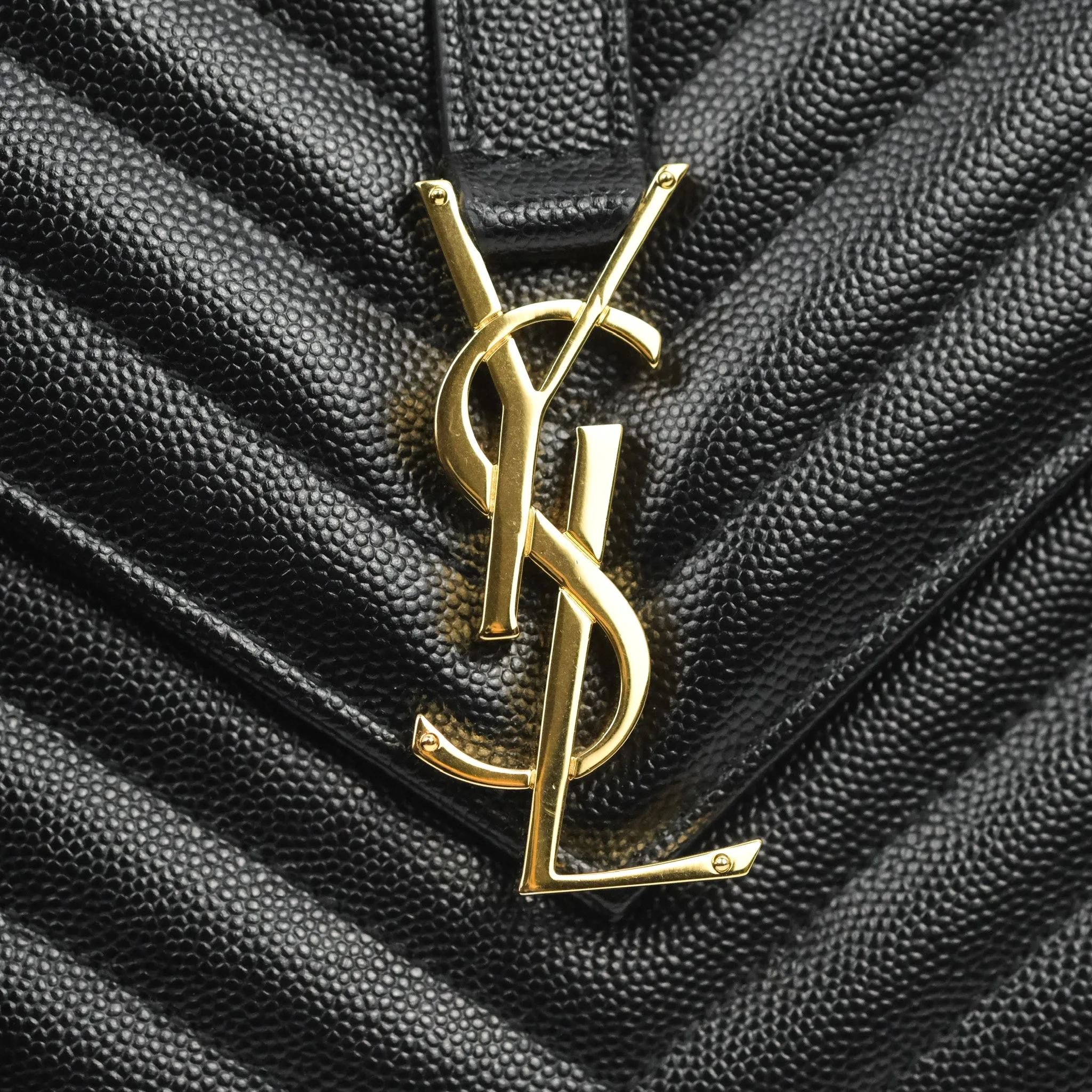 Saint Laurent Envelope Medium Black Caviar Gold Hardware