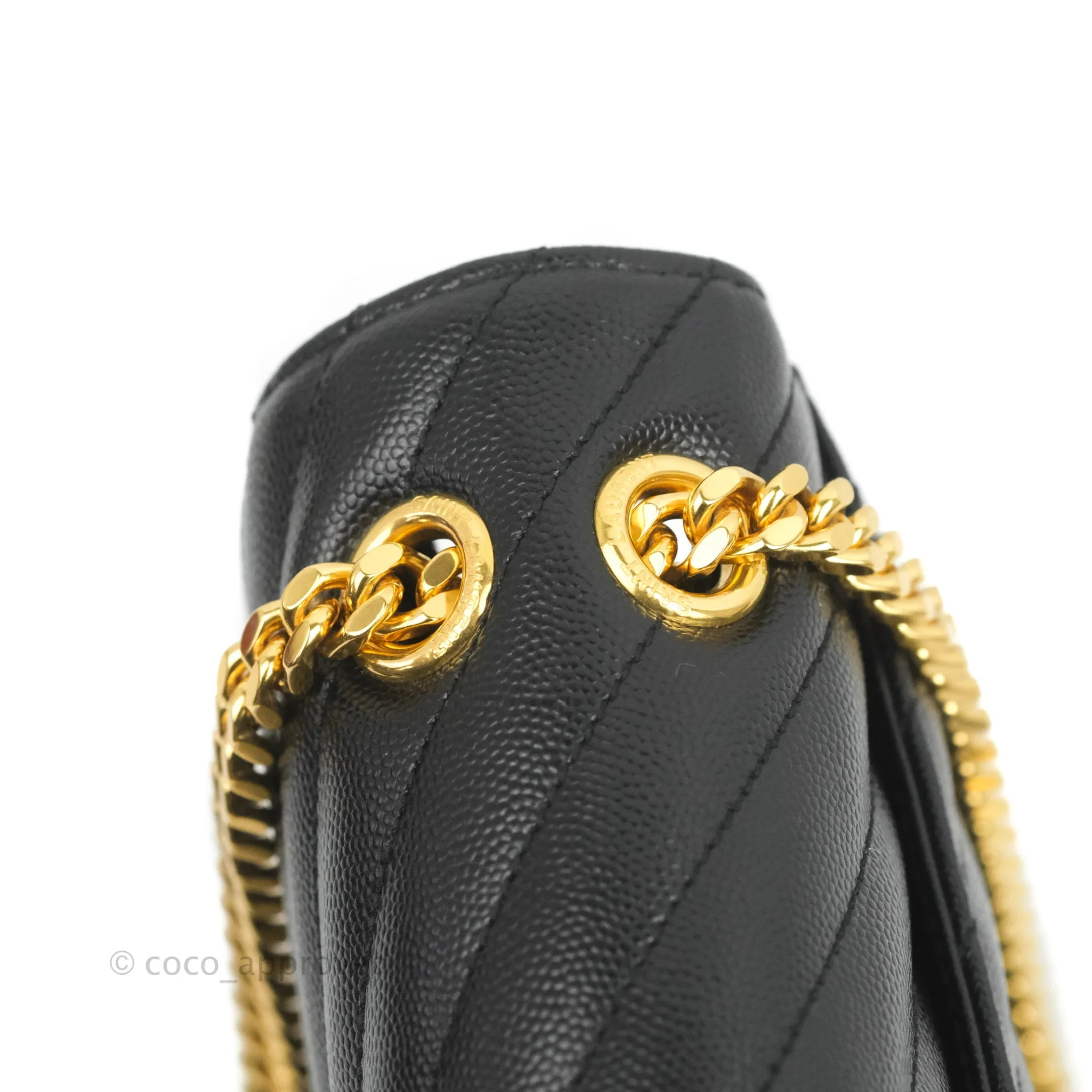 Saint Laurent Envelope Medium Black Caviar Gold Hardware