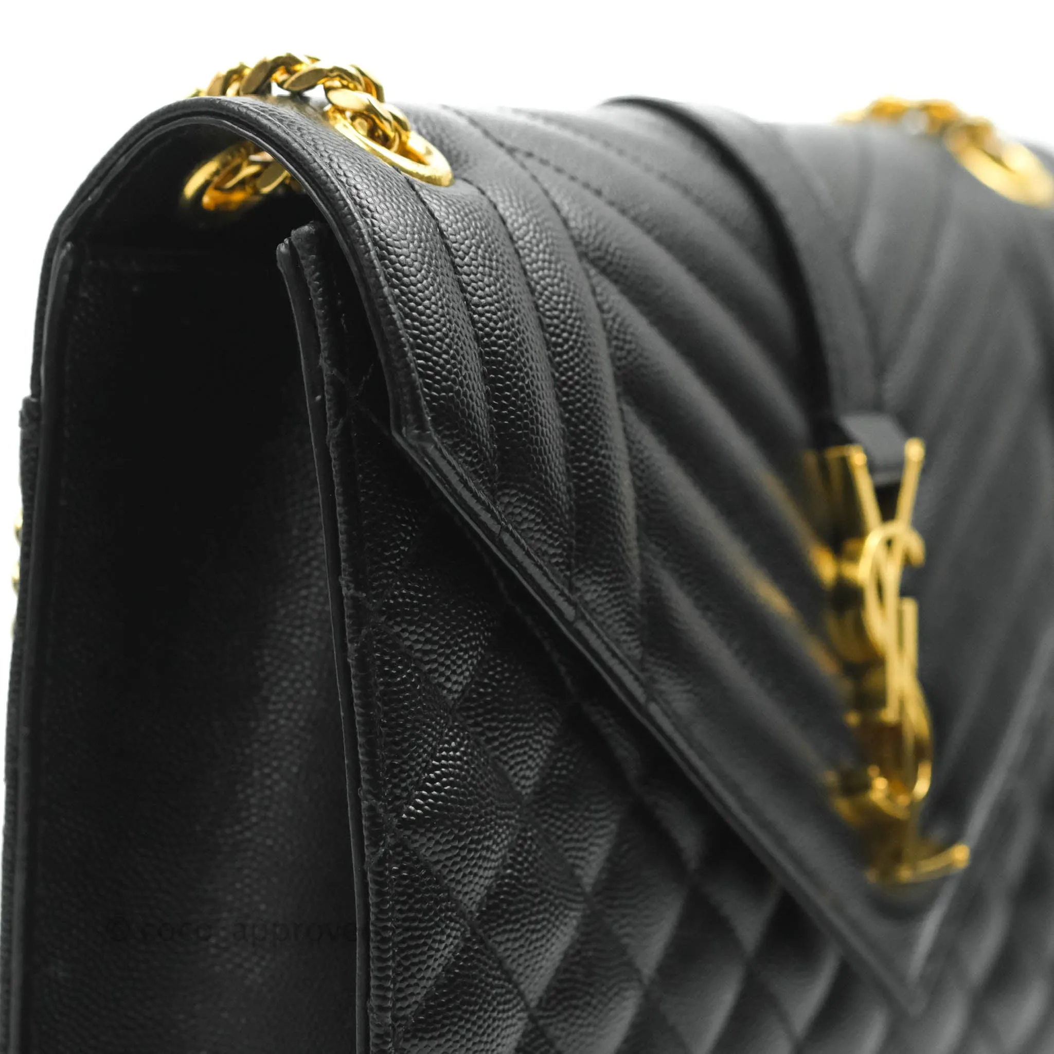 Saint Laurent Envelope Medium Black Caviar Gold Hardware