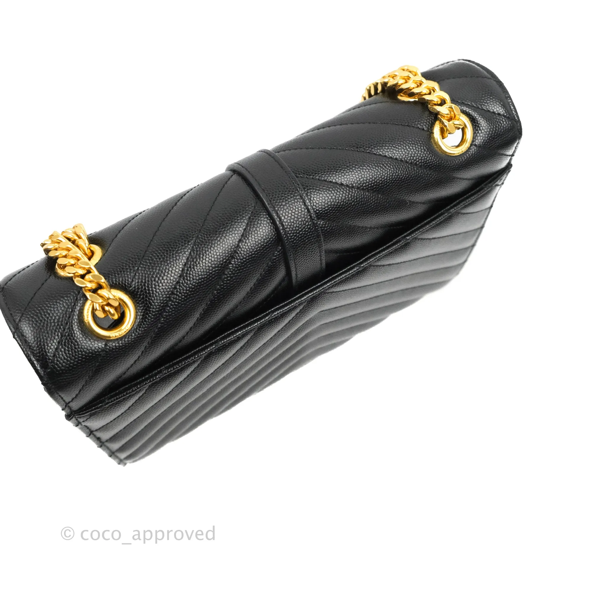 Saint Laurent Envelope Medium Black Caviar Gold Hardware