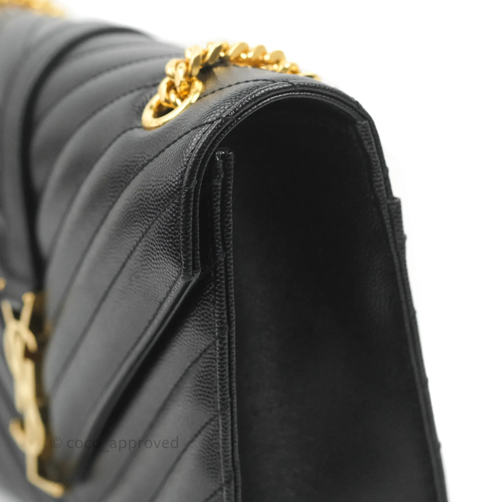 Saint Laurent Envelope Medium Black Caviar Gold Hardware