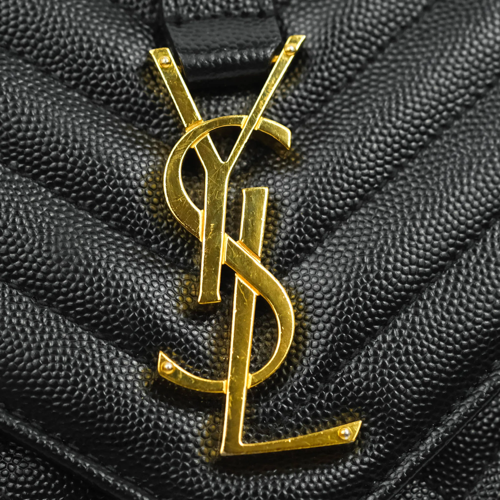 Saint Laurent Envelope Medium Black Caviar Gold Hardware