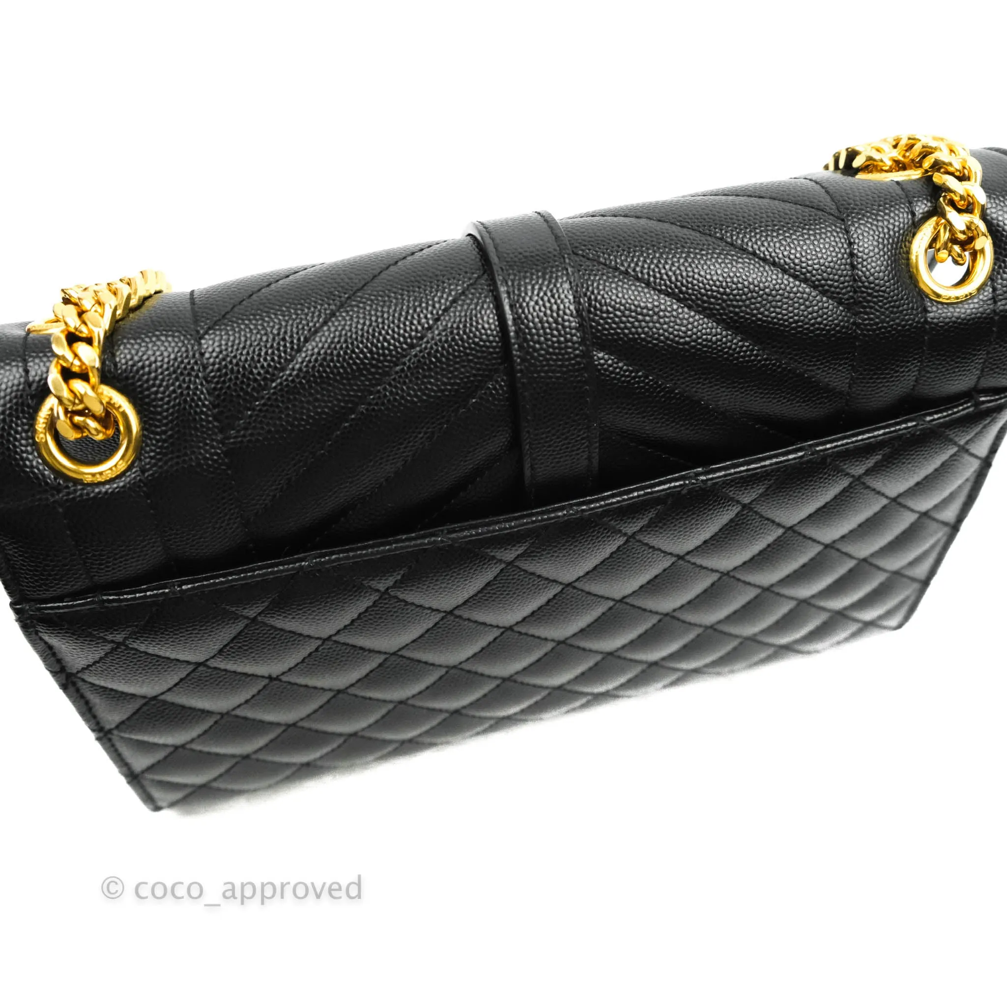 Saint Laurent Envelope Medium Black Caviar Gold Hardware