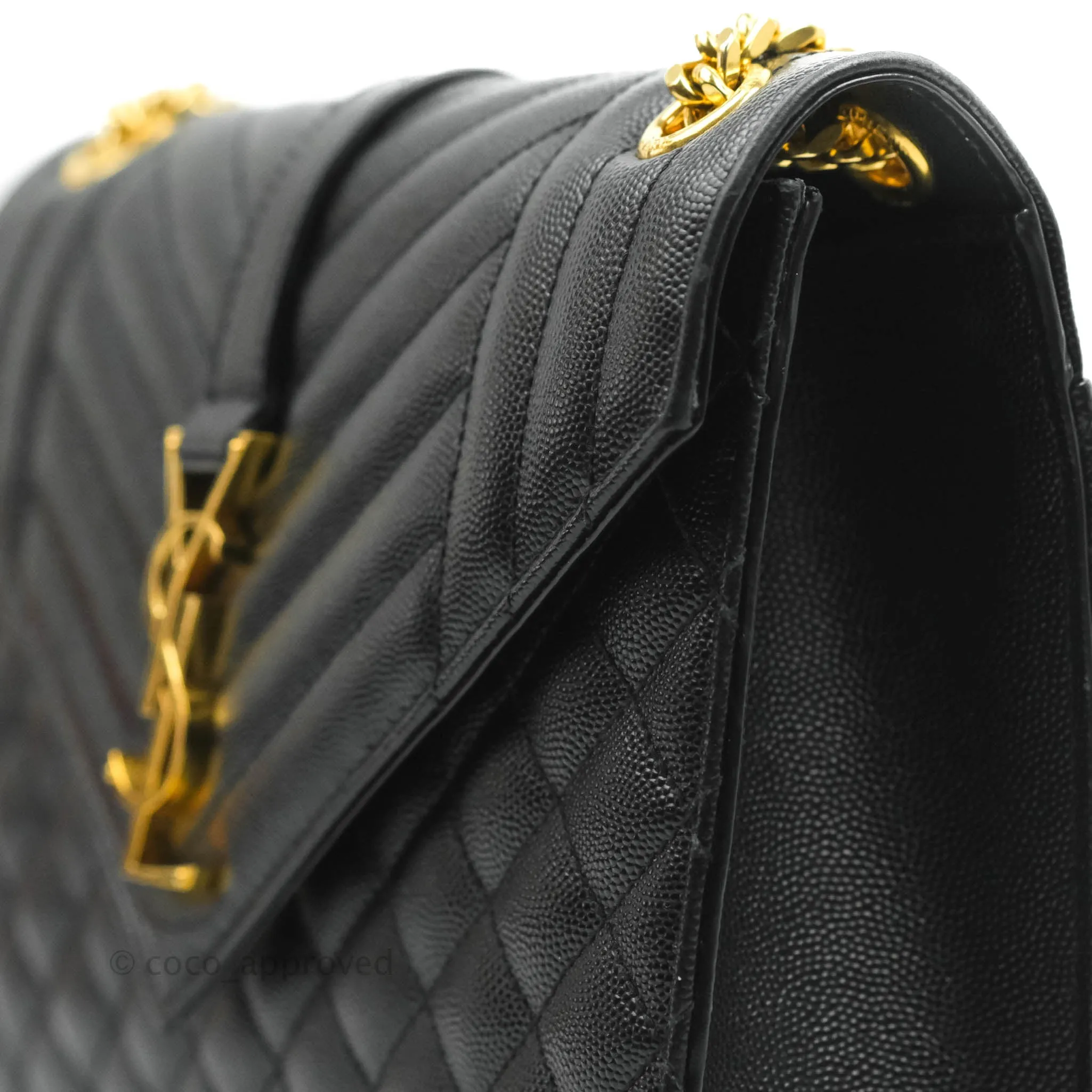 Saint Laurent Envelope Medium Black Caviar Gold Hardware