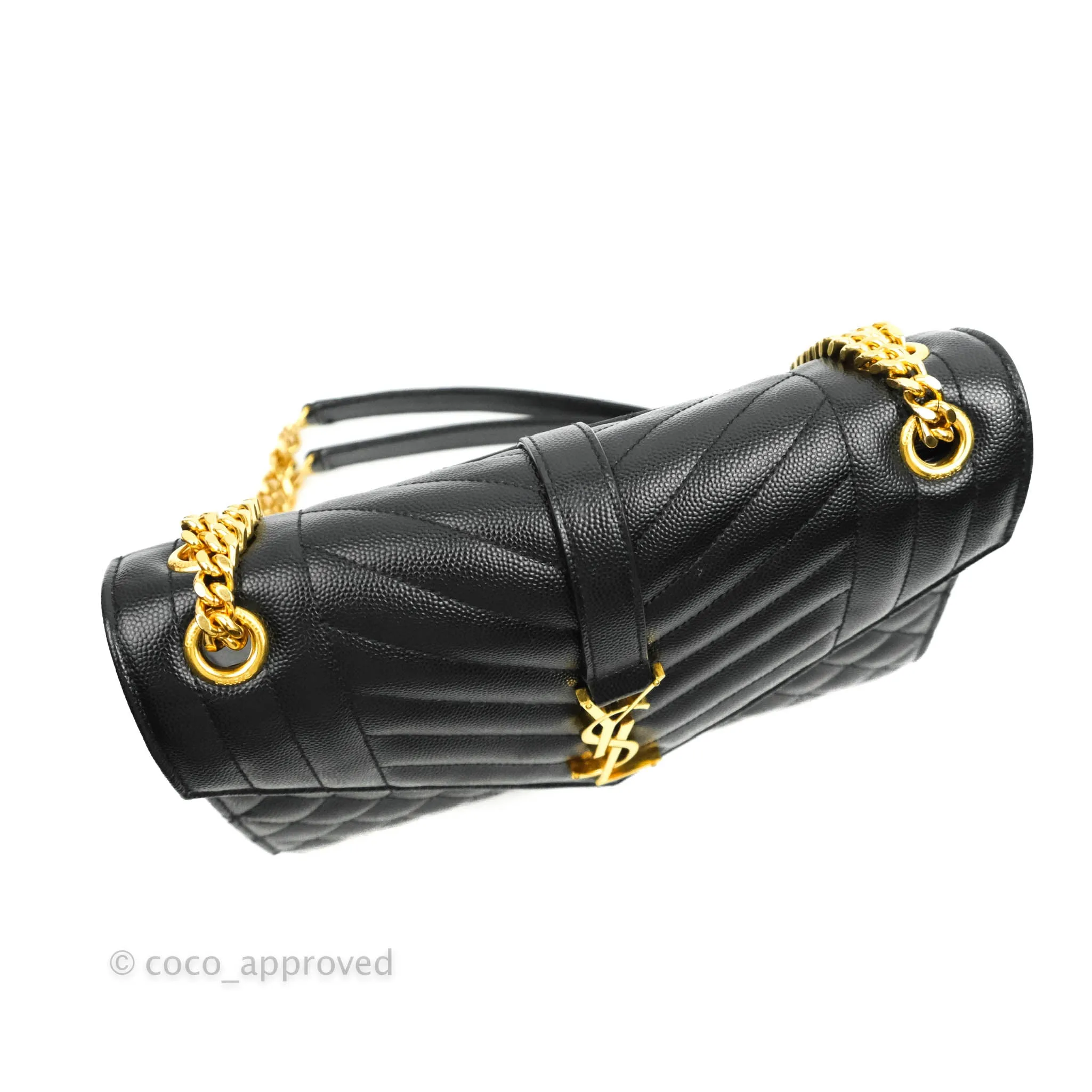 Saint Laurent Envelope Medium Black Caviar Gold Hardware