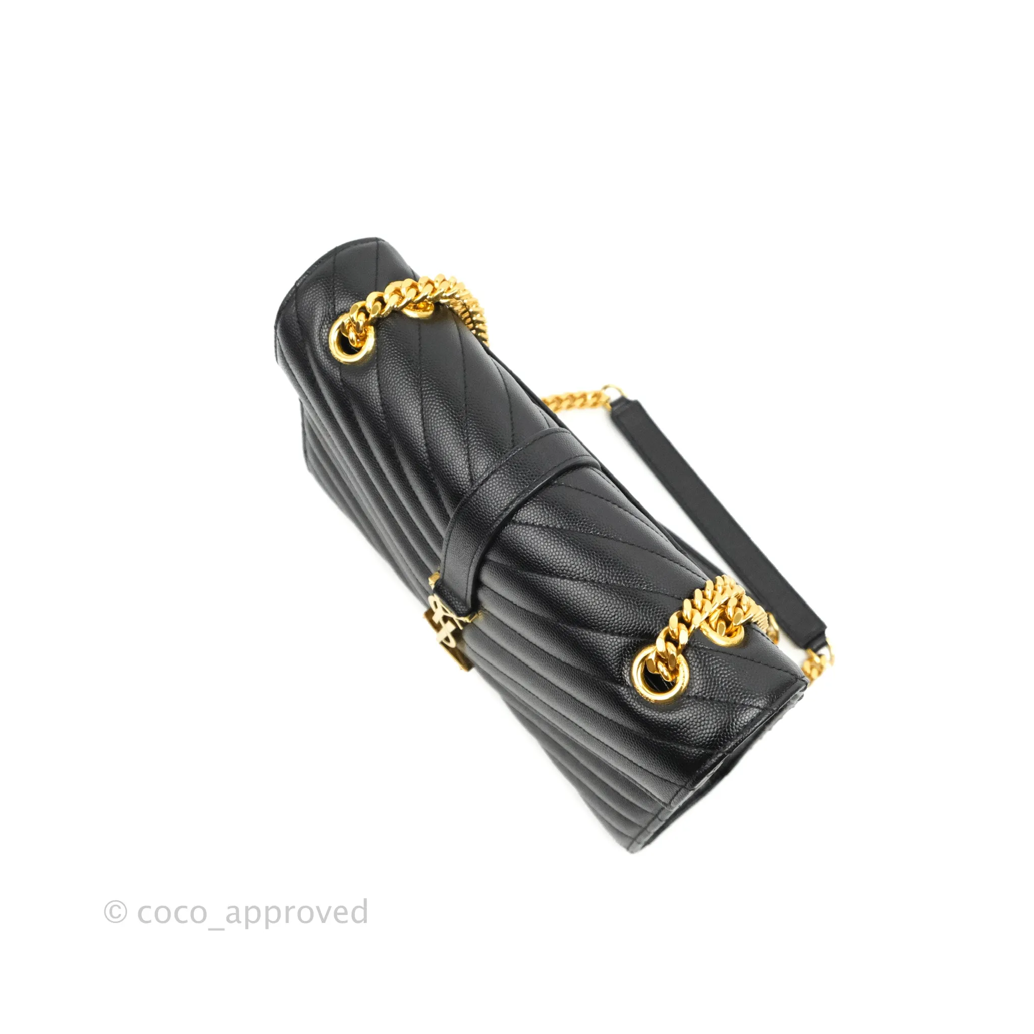 Saint Laurent Envelope Medium Black Caviar Gold Hardware