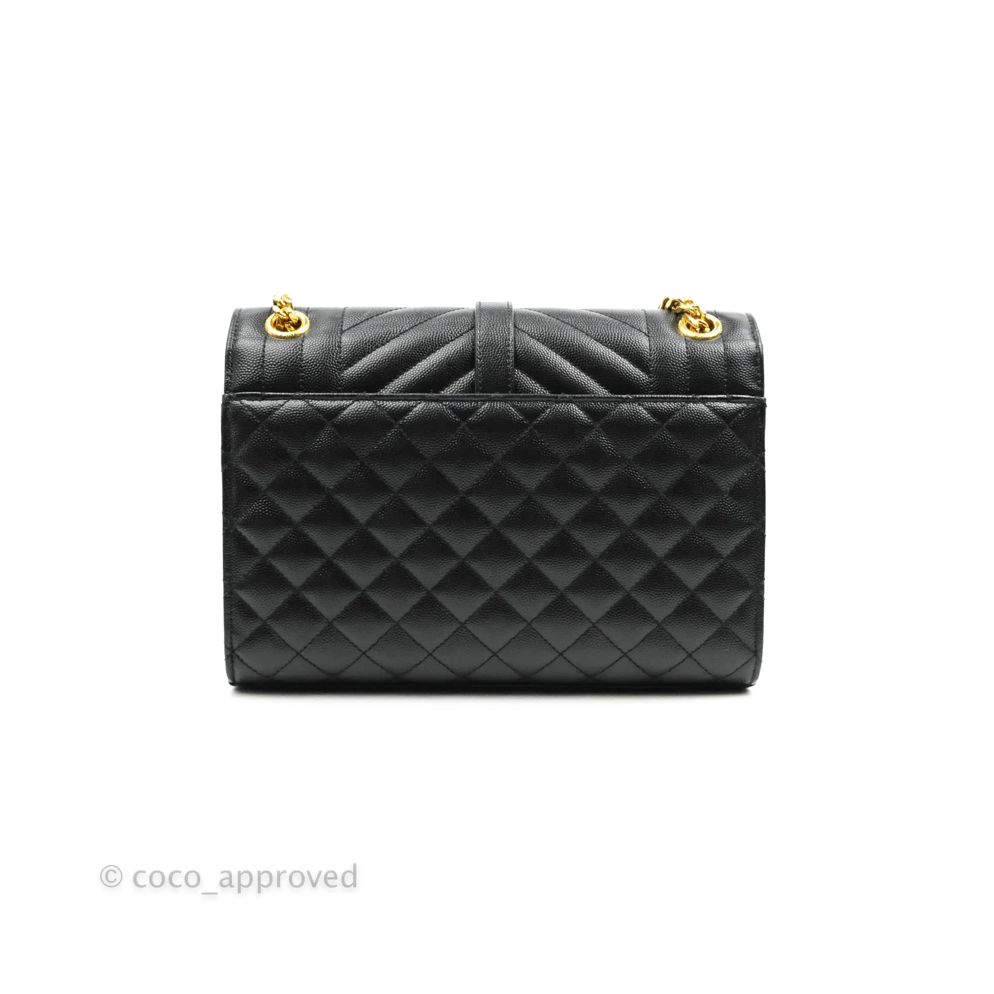 Saint Laurent Envelope Medium Black Caviar Gold Hardware