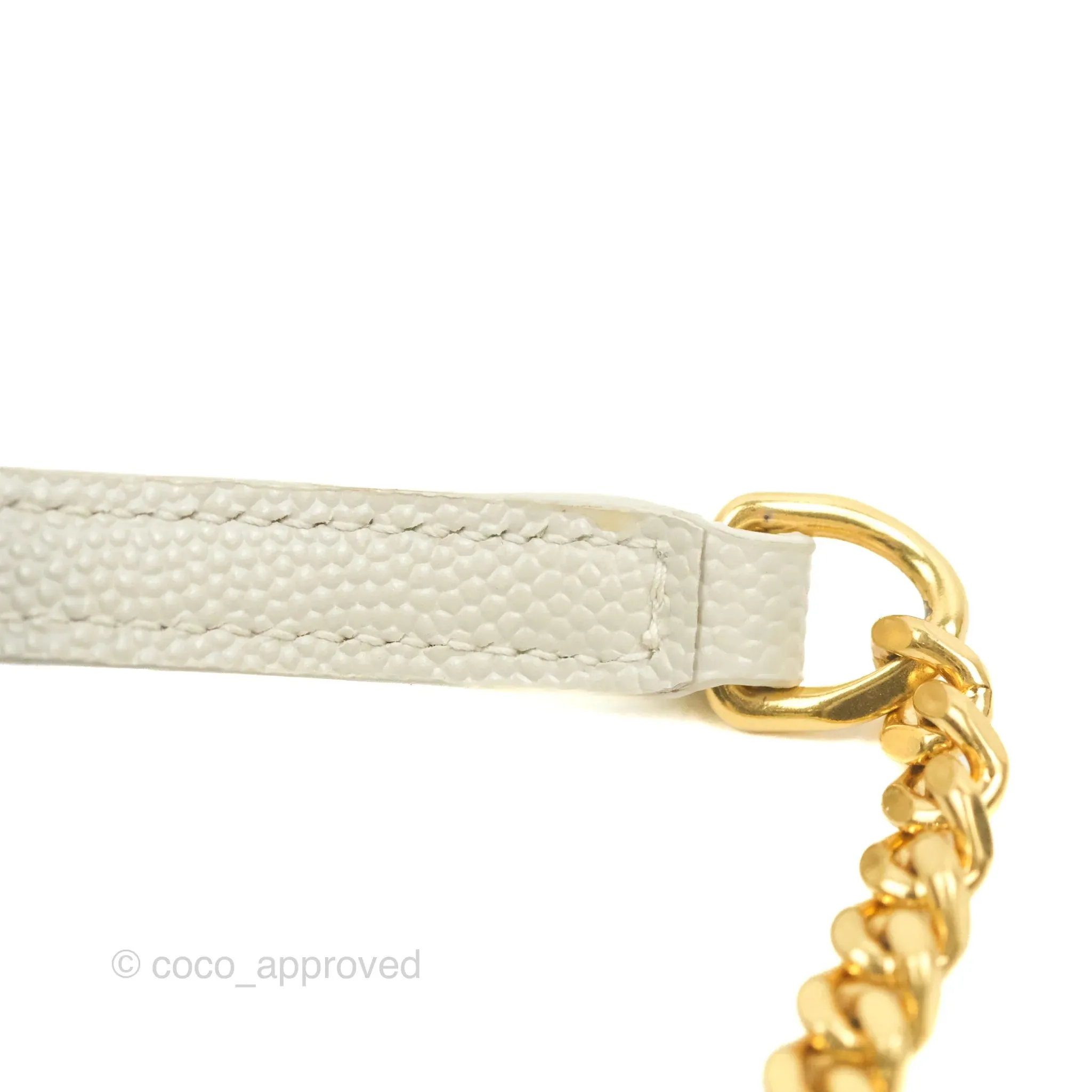 Saint Laurent Envelope Wallet On Chain Grained Leather Crema Soft Gold Hardware