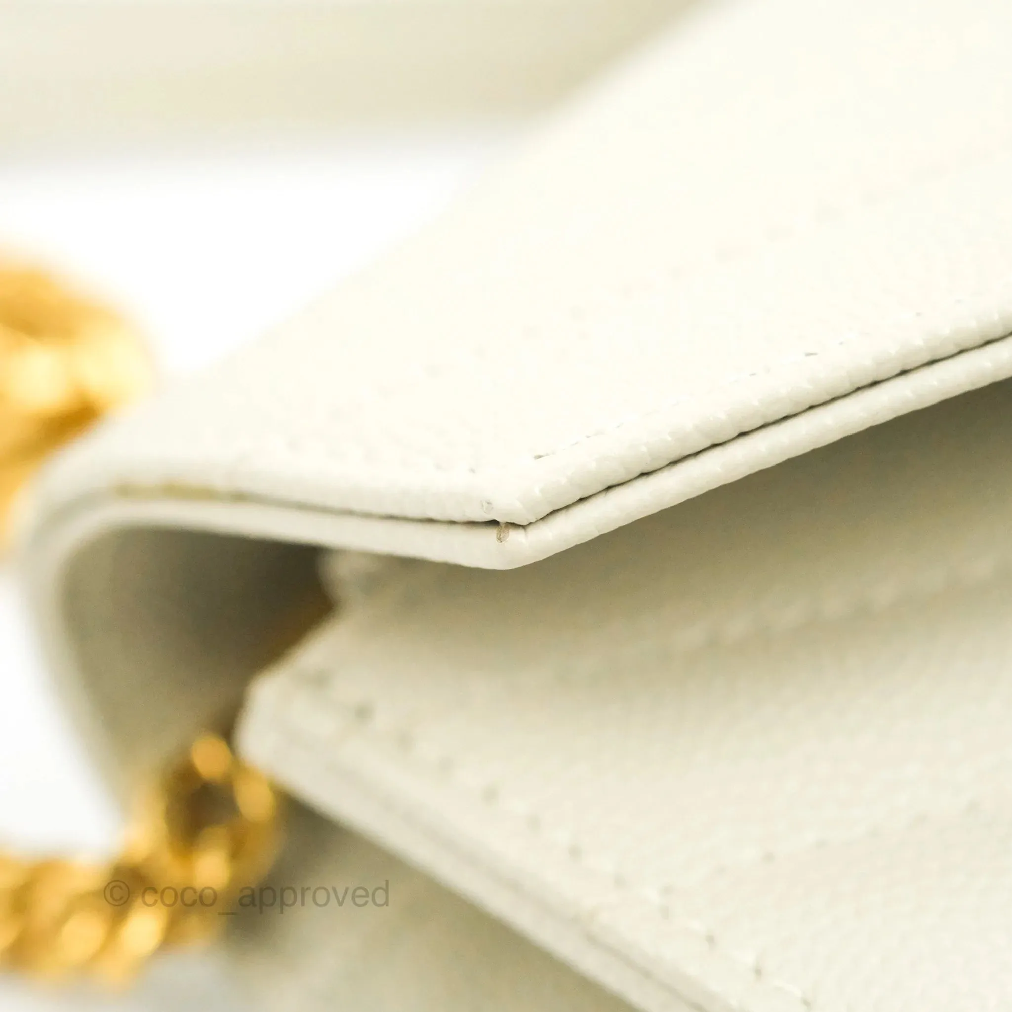 Saint Laurent Envelope Wallet On Chain Grained Leather Crema Soft Gold Hardware