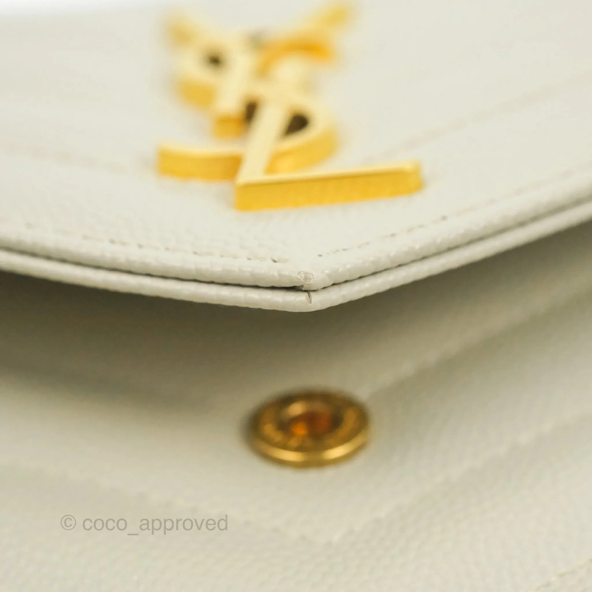 Saint Laurent Envelope Wallet On Chain Grained Leather Crema Soft Gold Hardware