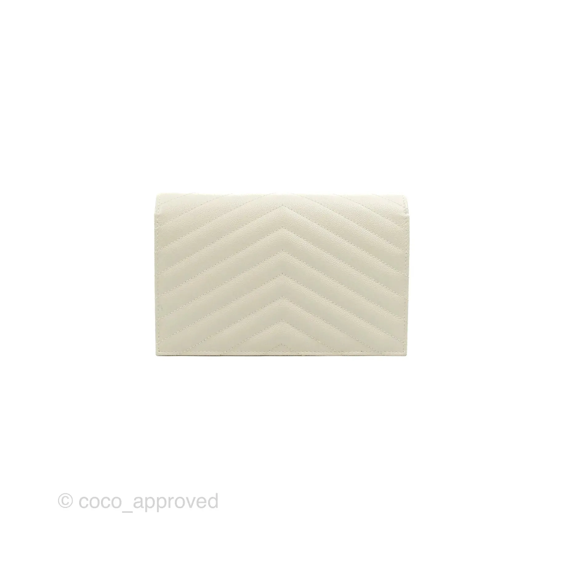 Saint Laurent Envelope Wallet On Chain Grained Leather Crema Soft Gold Hardware