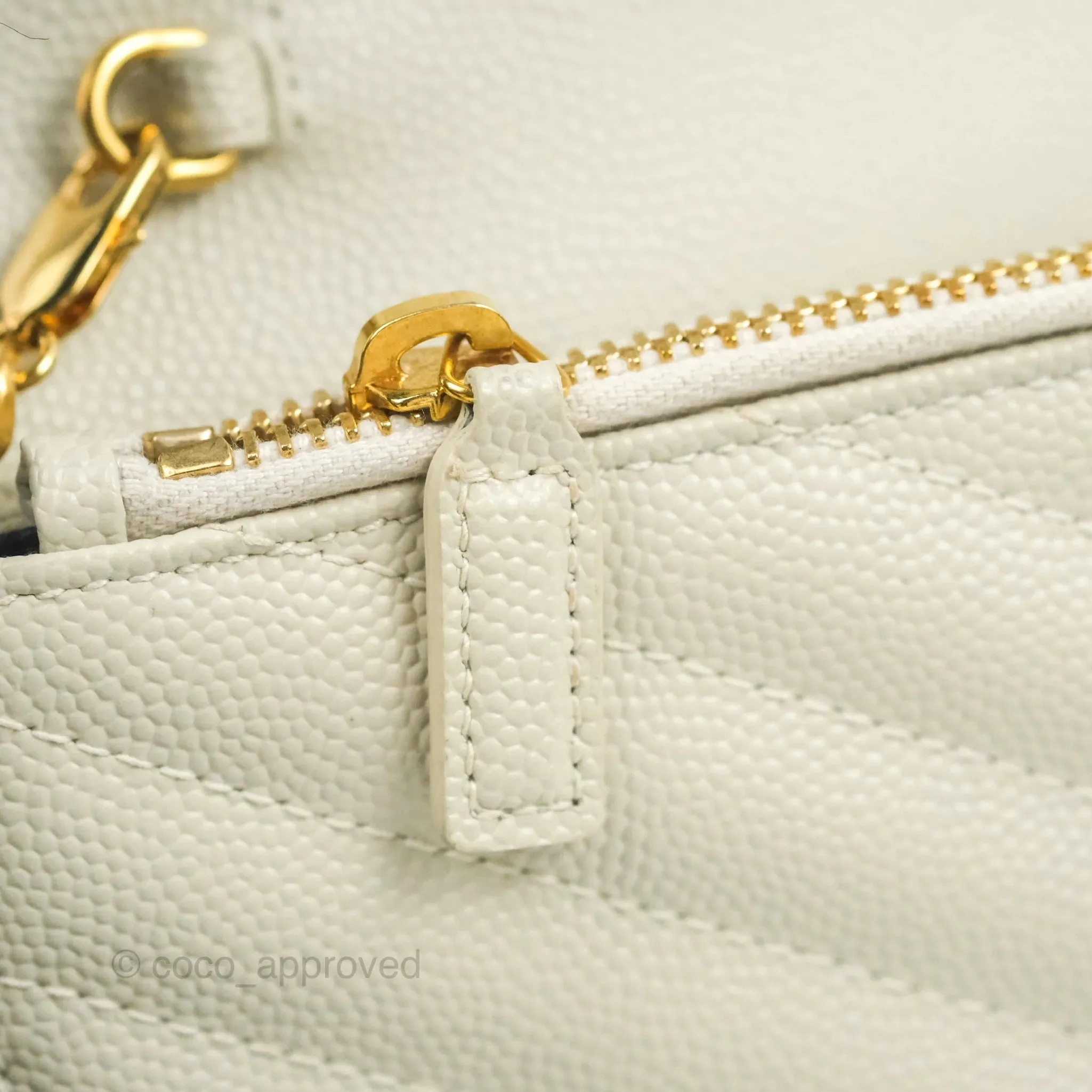 Saint Laurent Envelope Wallet On Chain Grained Leather Crema Soft Gold Hardware