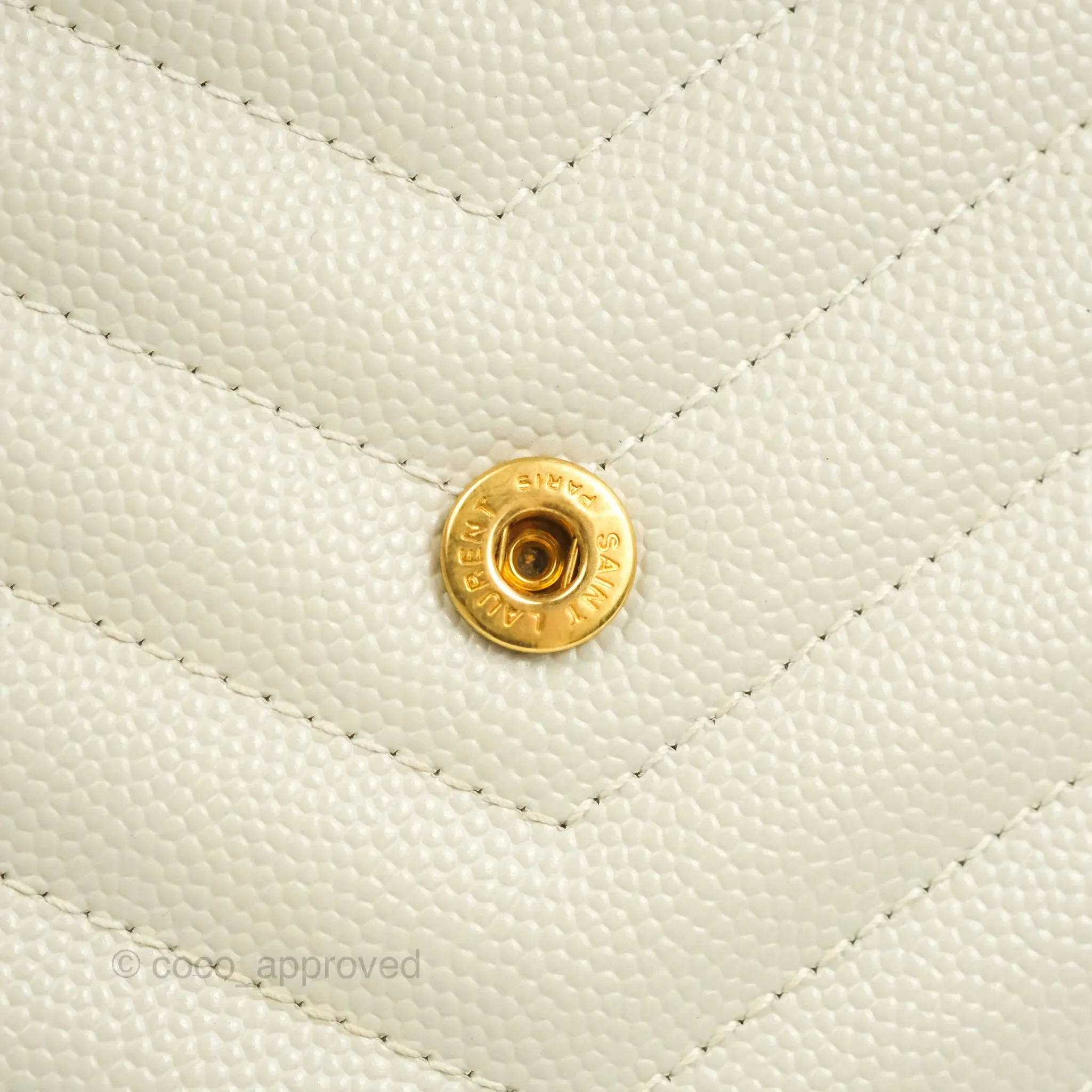Saint Laurent Envelope Wallet On Chain Grained Leather Crema Soft Gold Hardware