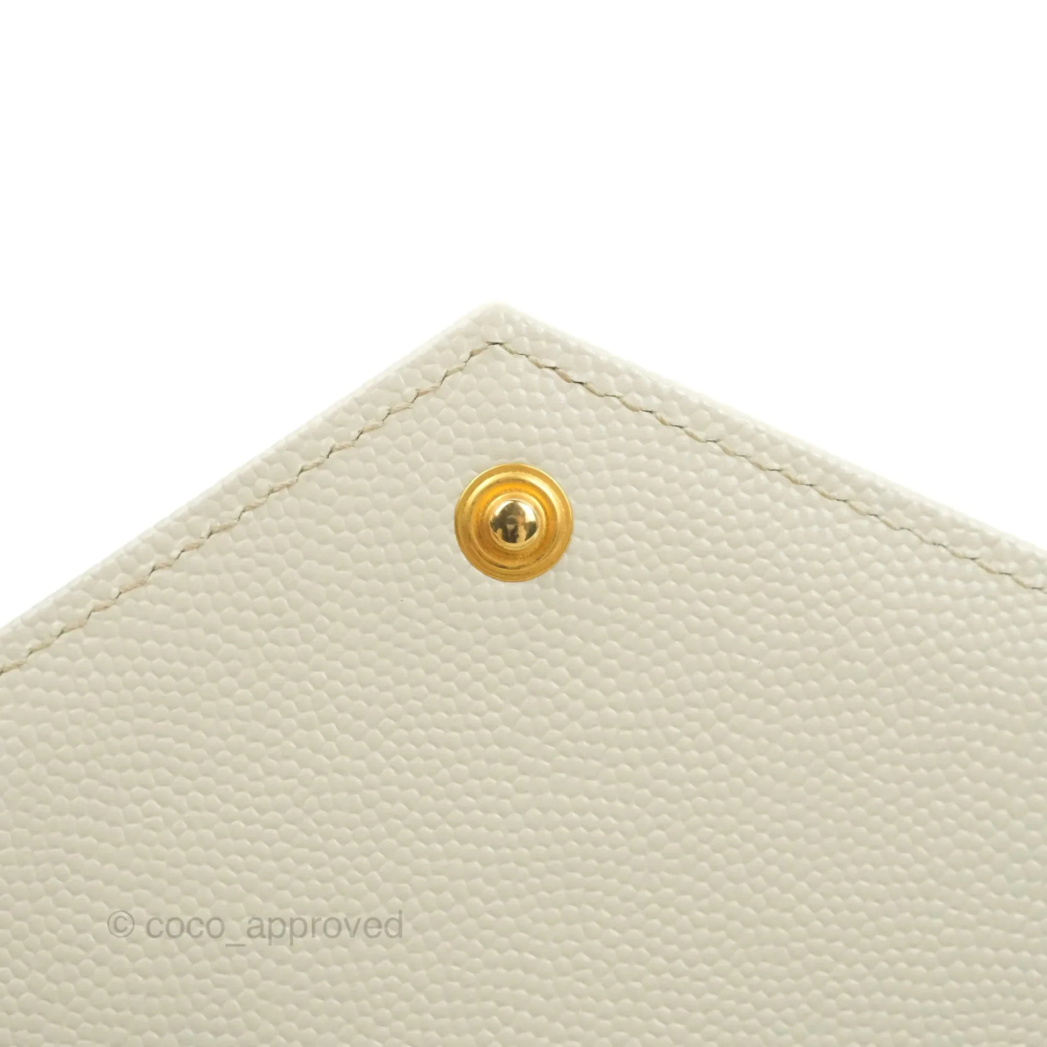 Saint Laurent Envelope Wallet On Chain Grained Leather Crema Soft Gold Hardware