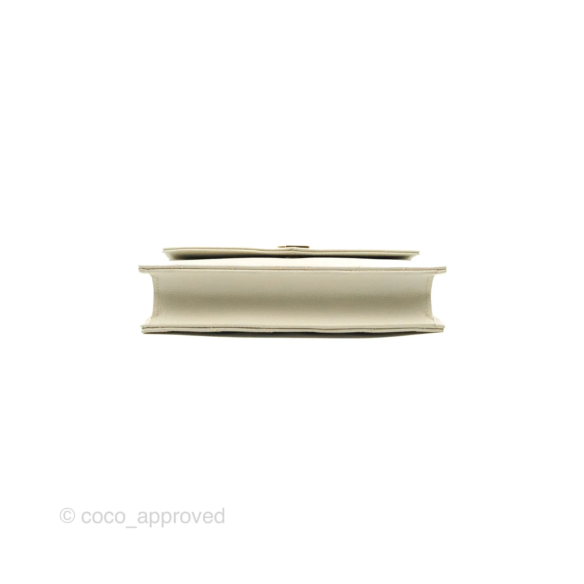 Saint Laurent Envelope Wallet On Chain Grained Leather Crema Soft Gold Hardware