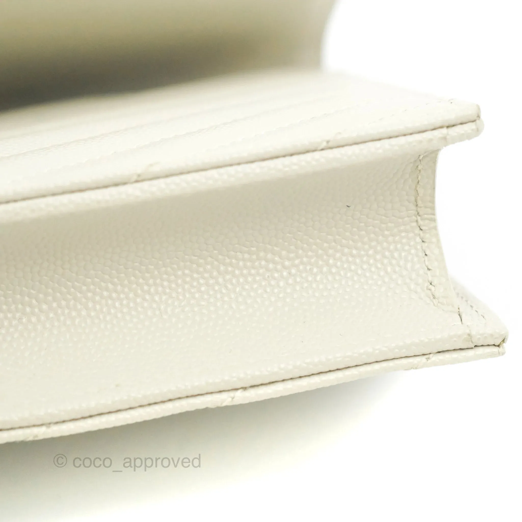 Saint Laurent Envelope Wallet On Chain Grained Leather Crema Soft Gold Hardware