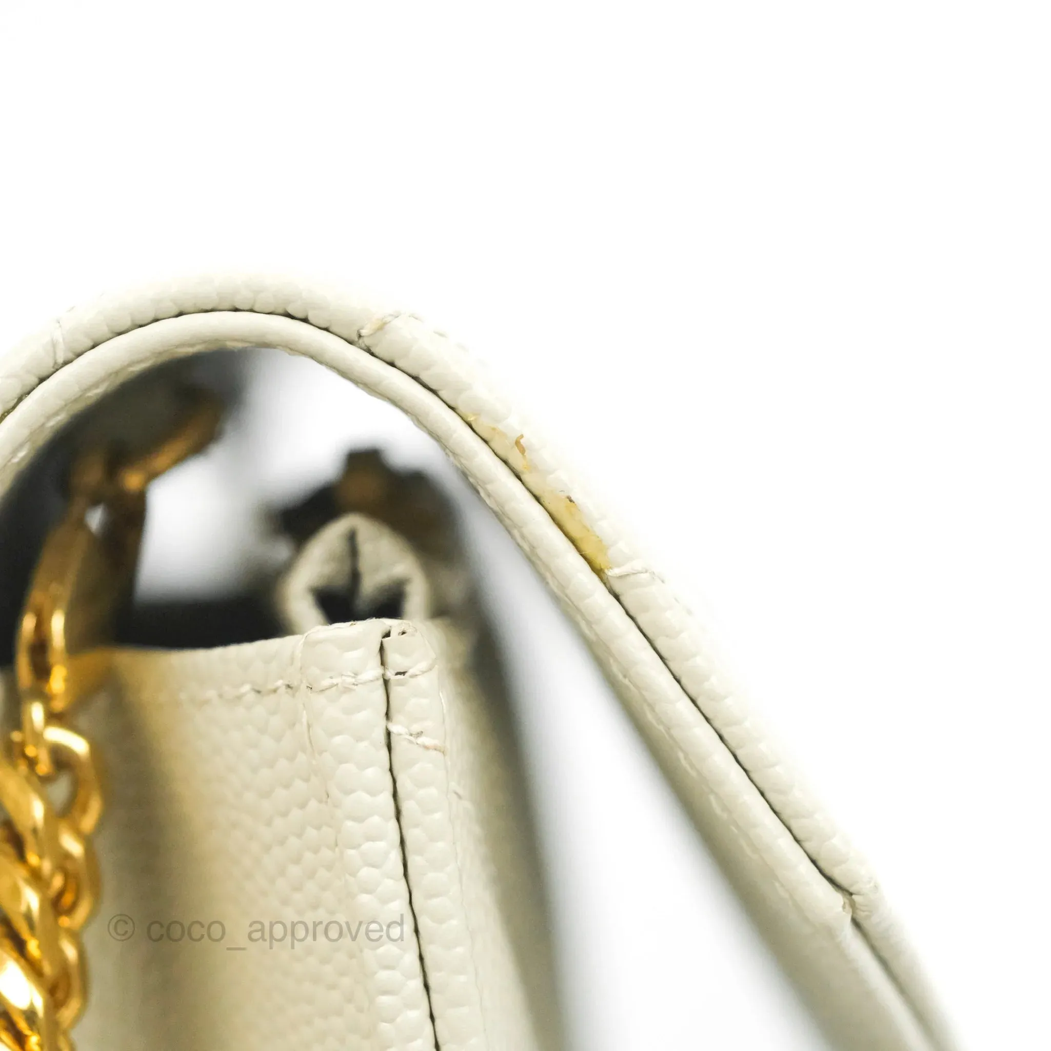 Saint Laurent Envelope Wallet On Chain Grained Leather Crema Soft Gold Hardware