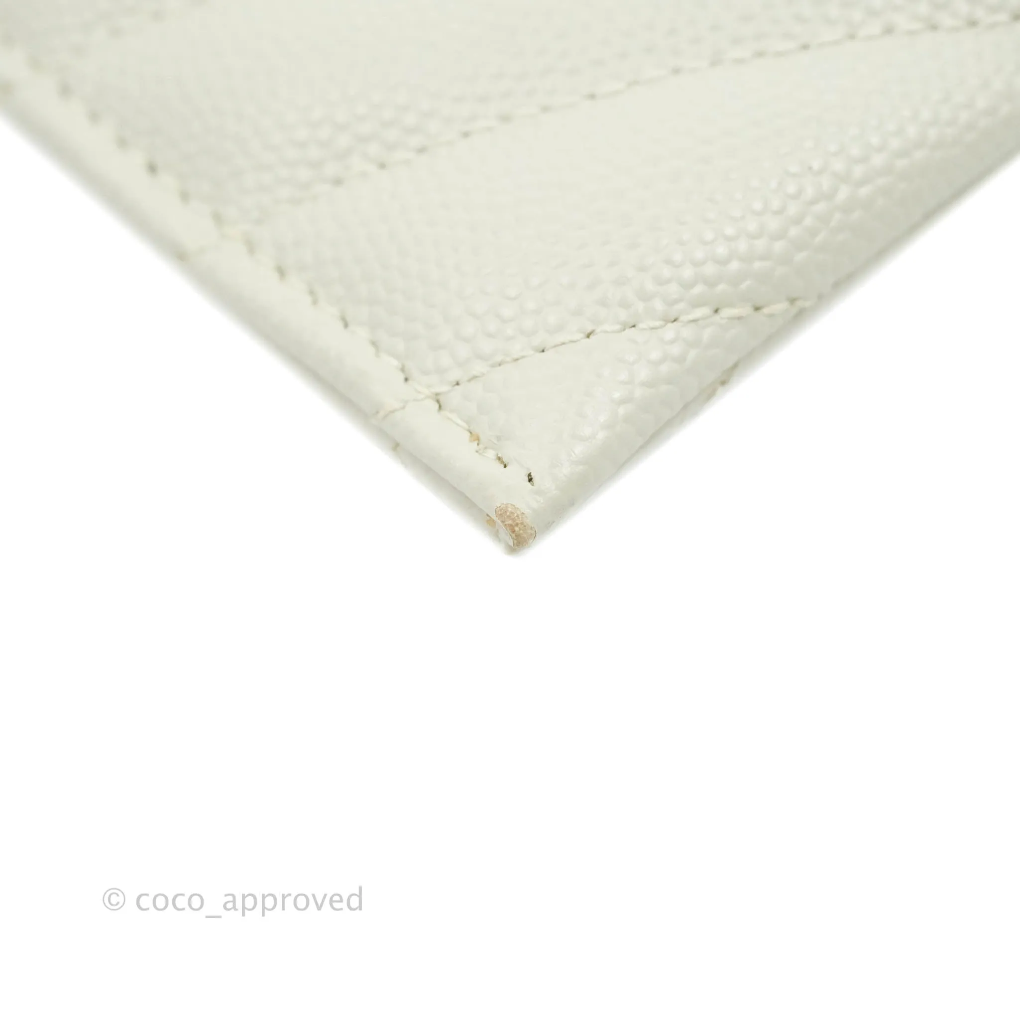 Saint Laurent Envelope Zip Pouch Ivory Caviar Gold Hardware