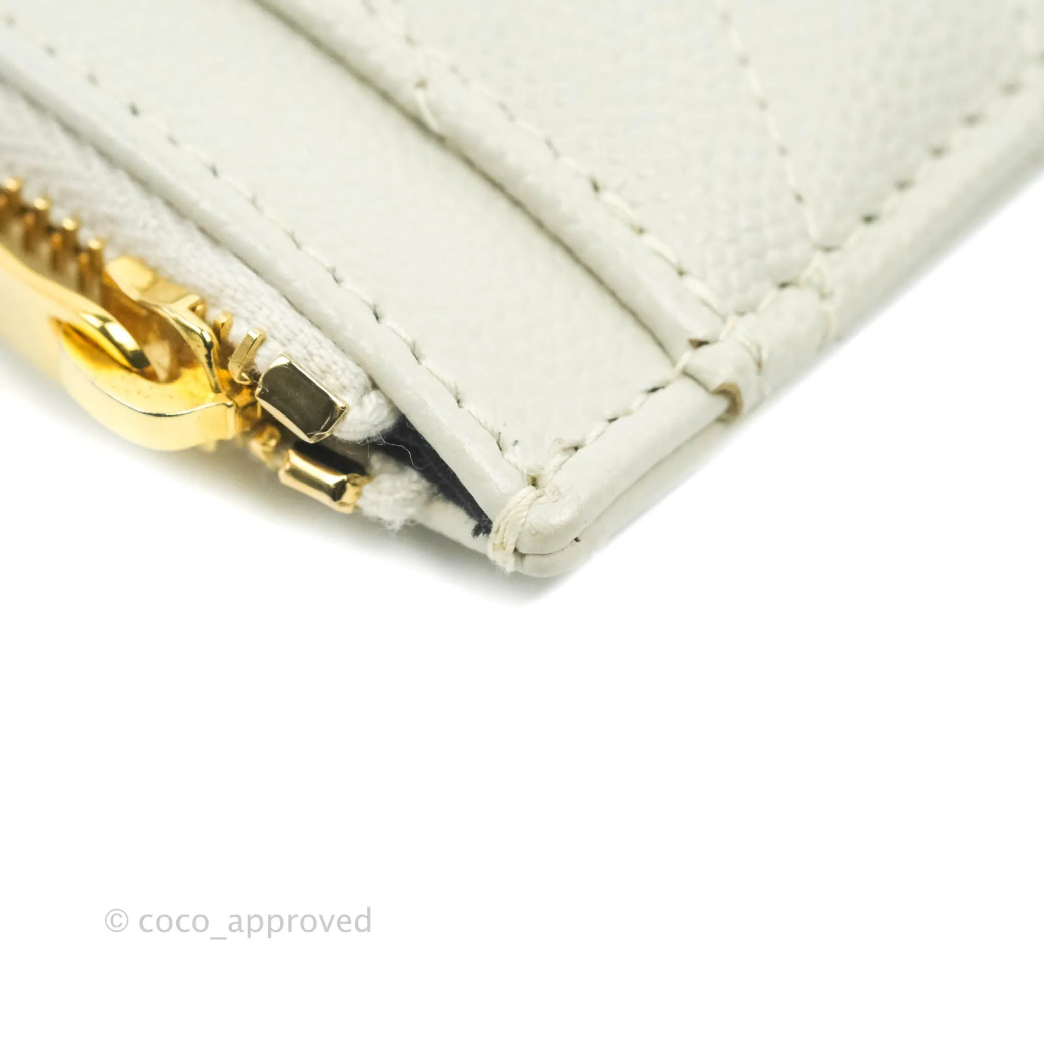 Saint Laurent Envelope Zip Pouch Ivory Caviar Gold Hardware