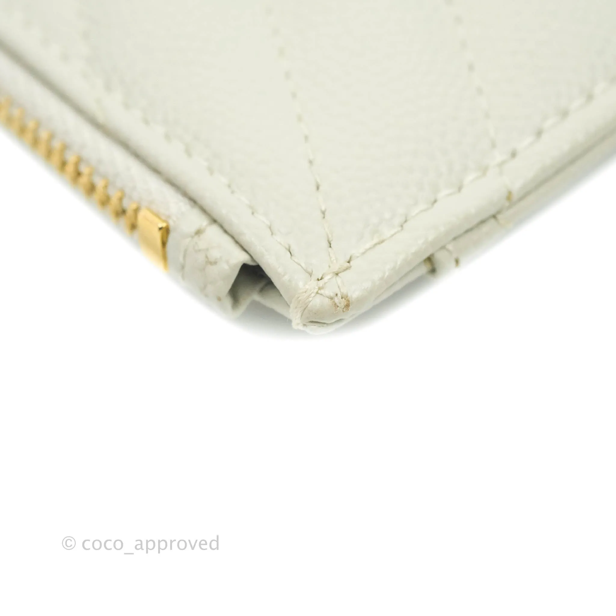 Saint Laurent Envelope Zip Pouch Ivory Caviar Gold Hardware