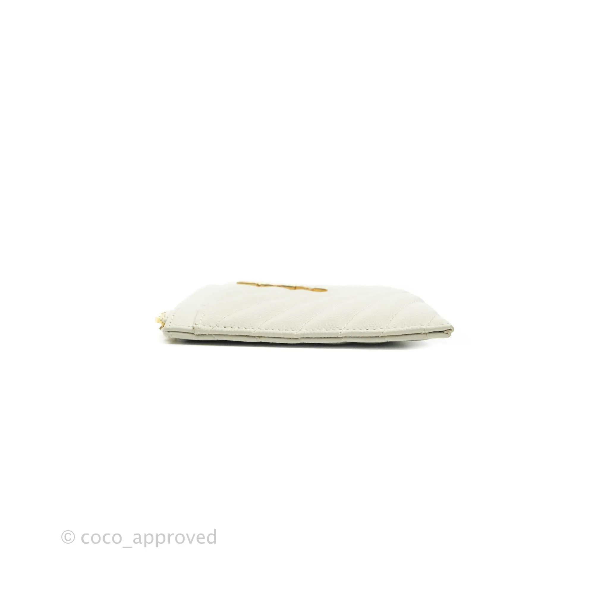 Saint Laurent Envelope Zip Pouch Ivory Caviar Gold Hardware