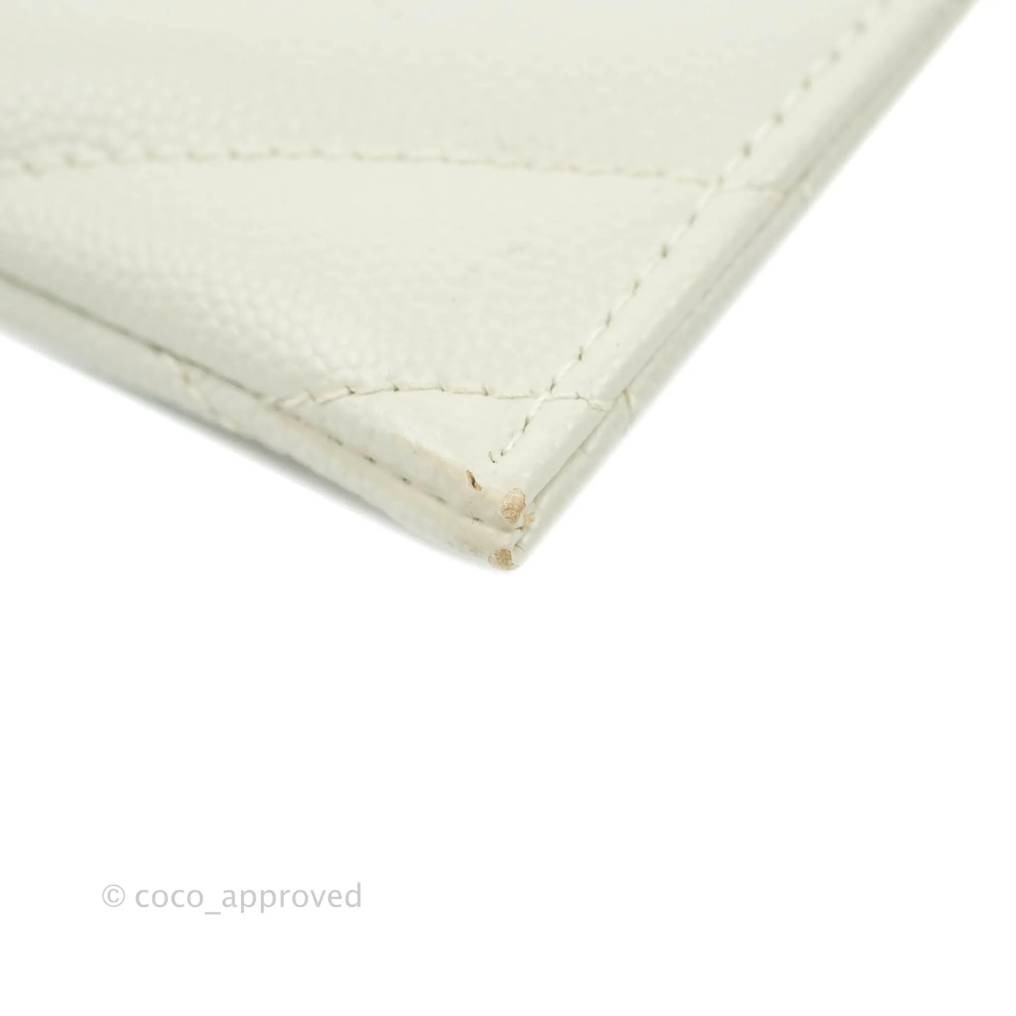Saint Laurent Envelope Zip Pouch Ivory Caviar Gold Hardware