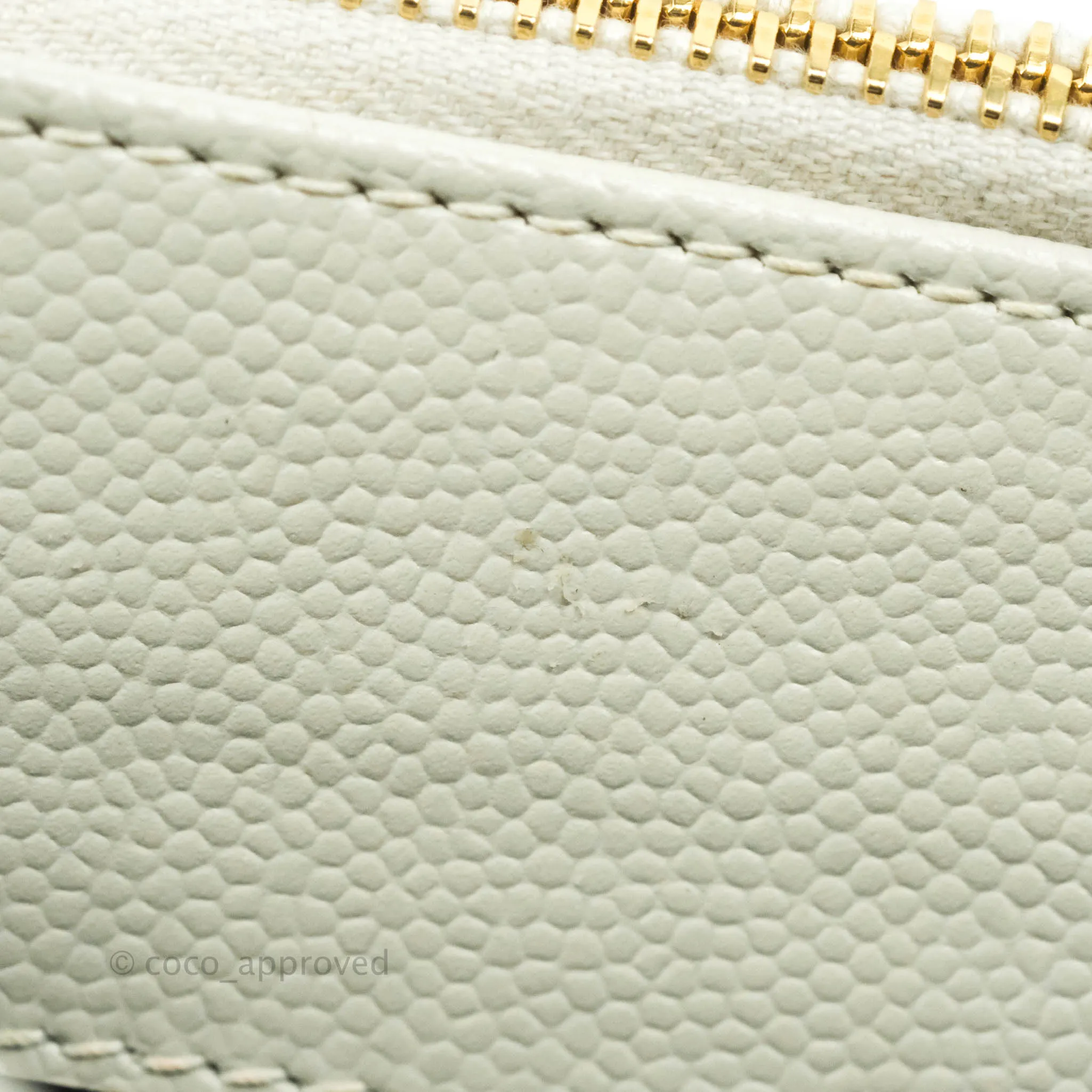 Saint Laurent Envelope Zip Pouch Ivory Caviar Gold Hardware