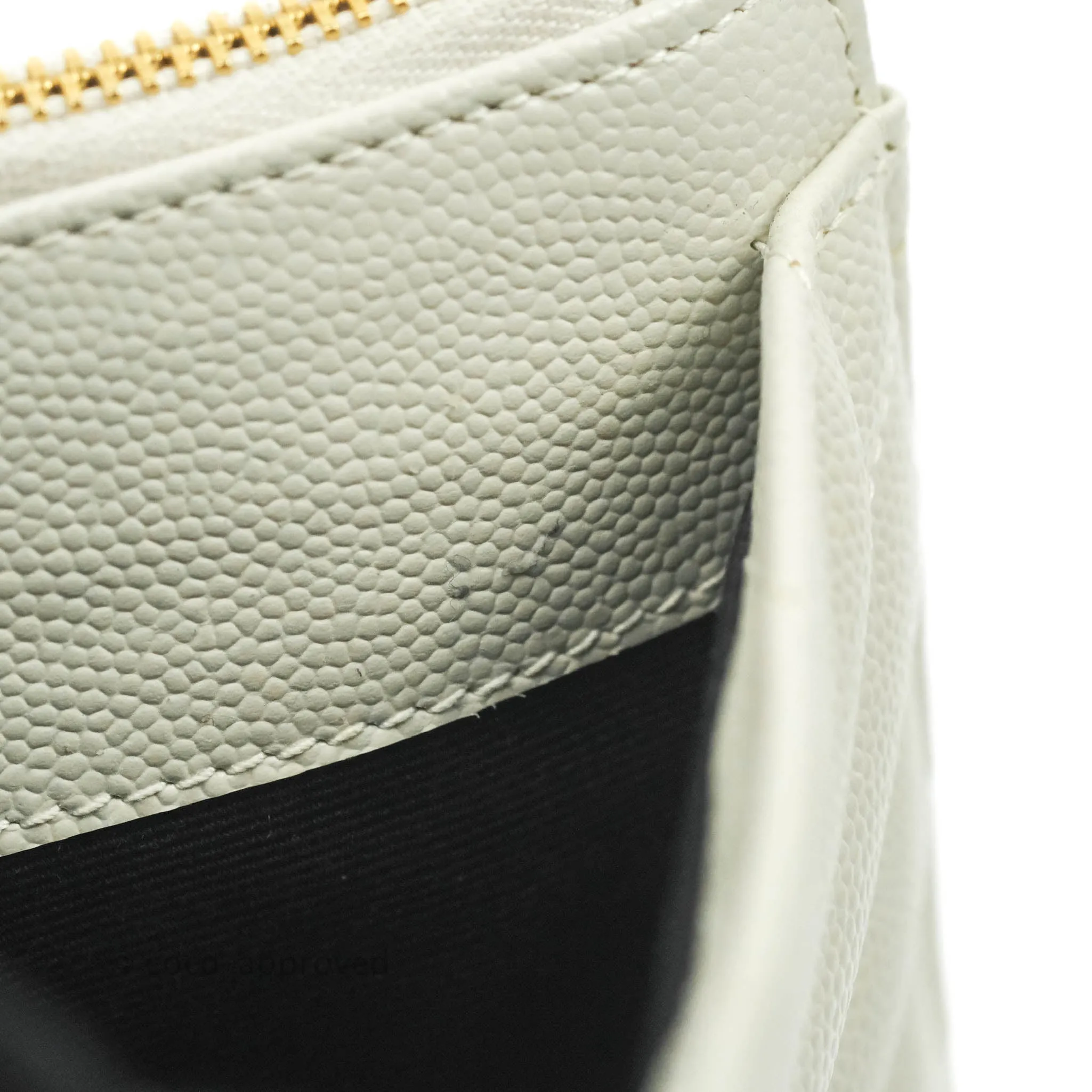 Saint Laurent Envelope Zip Pouch Ivory Caviar Gold Hardware