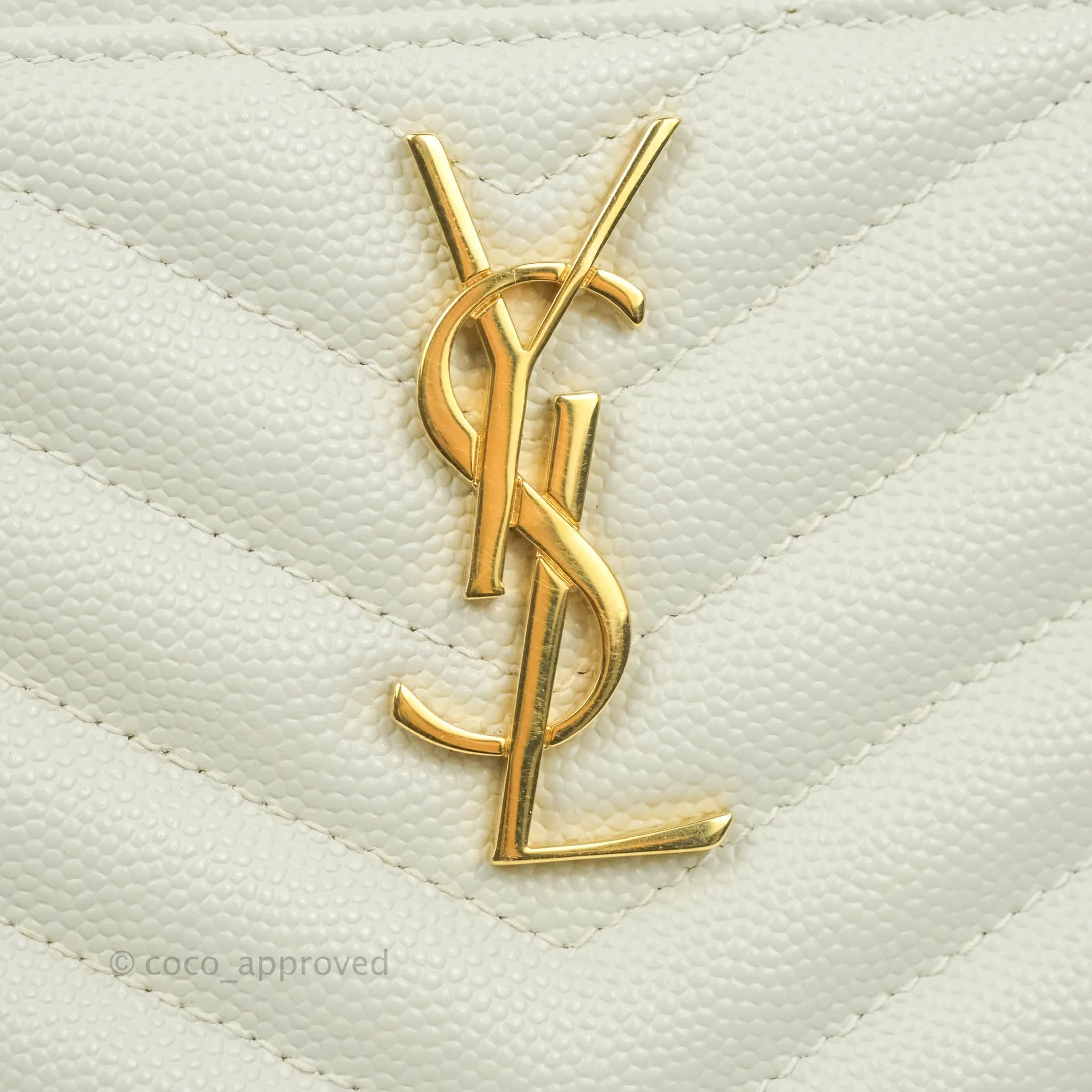 Saint Laurent Envelope Zip Pouch Ivory Caviar Gold Hardware