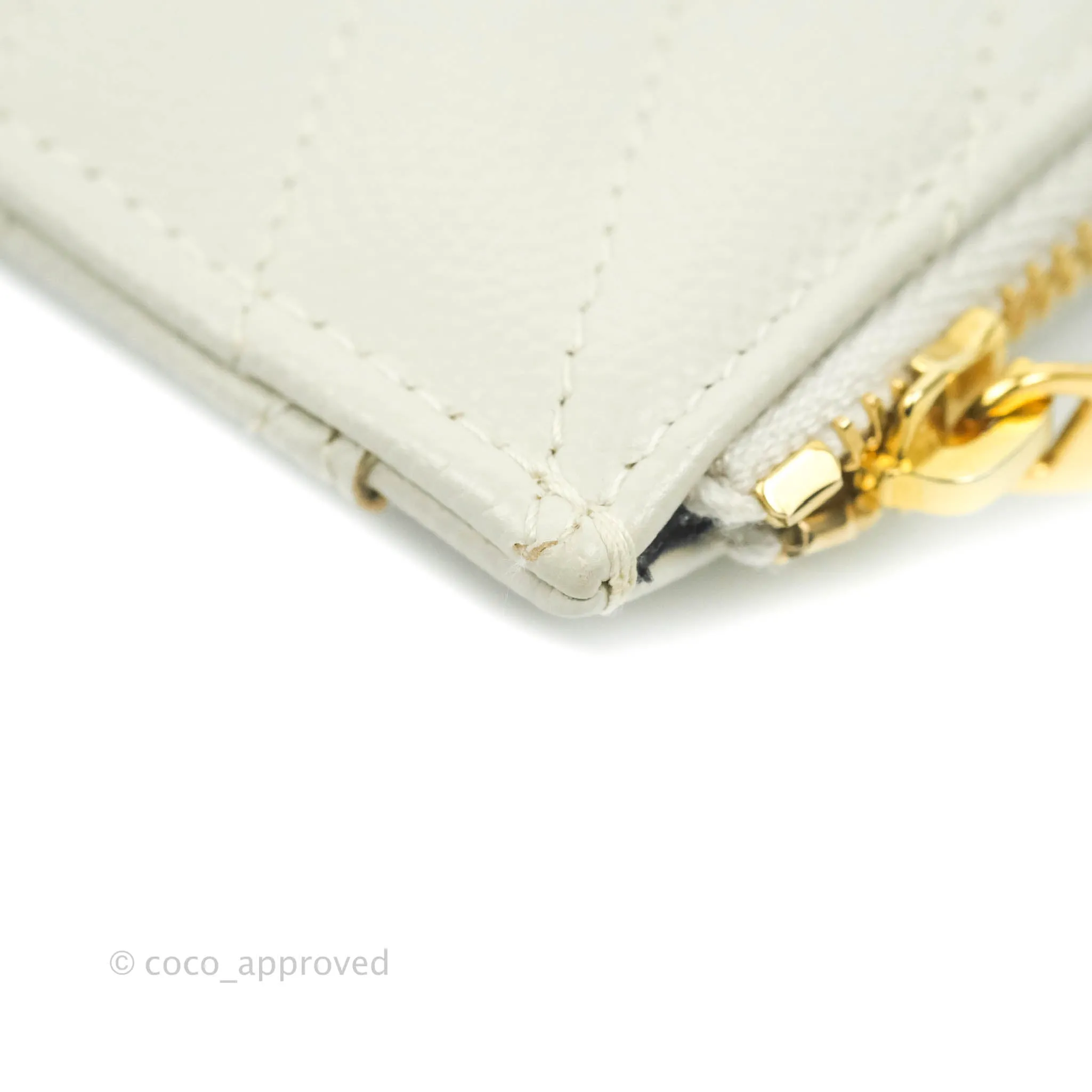 Saint Laurent Envelope Zip Pouch Ivory Caviar Gold Hardware