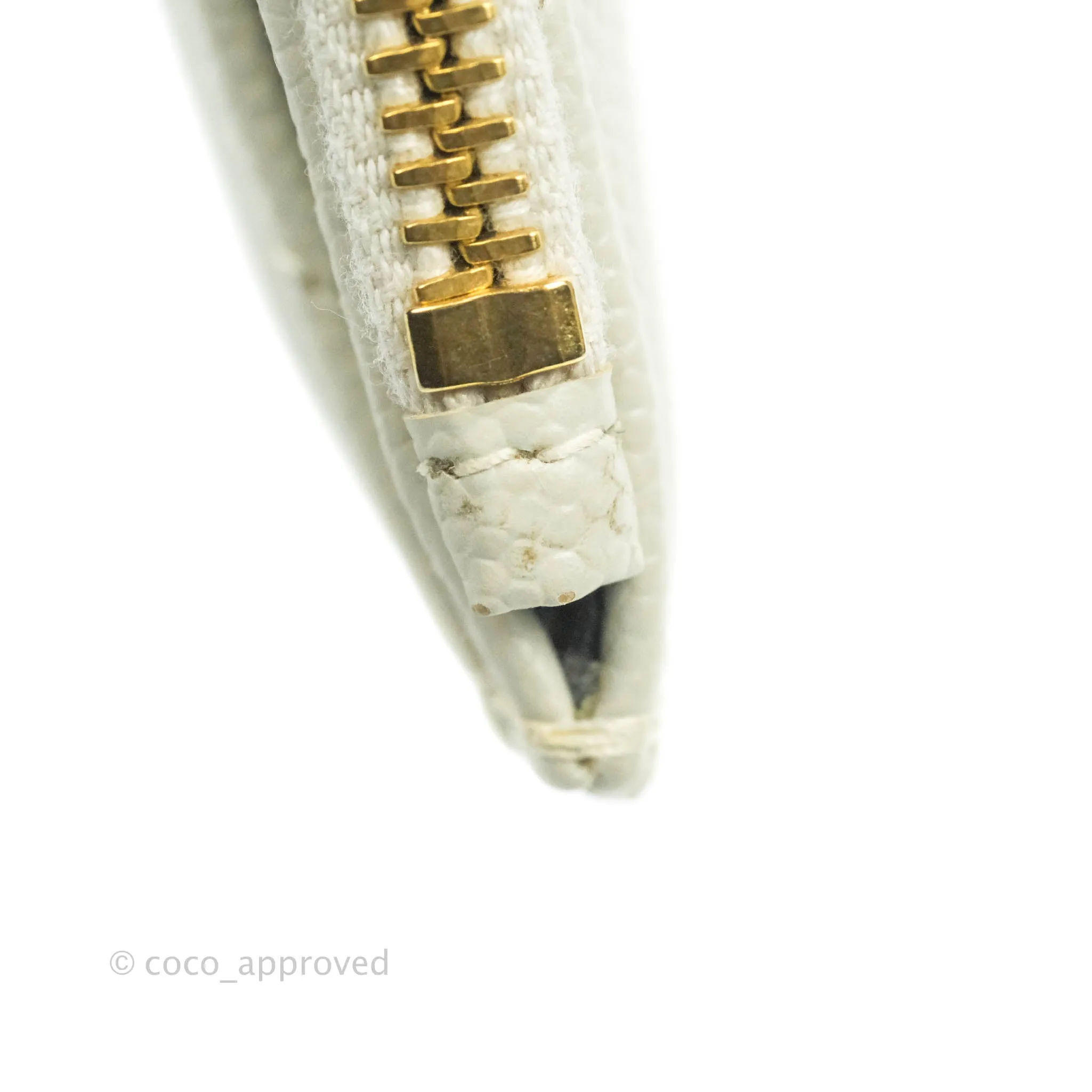 Saint Laurent Envelope Zip Pouch Ivory Caviar Gold Hardware