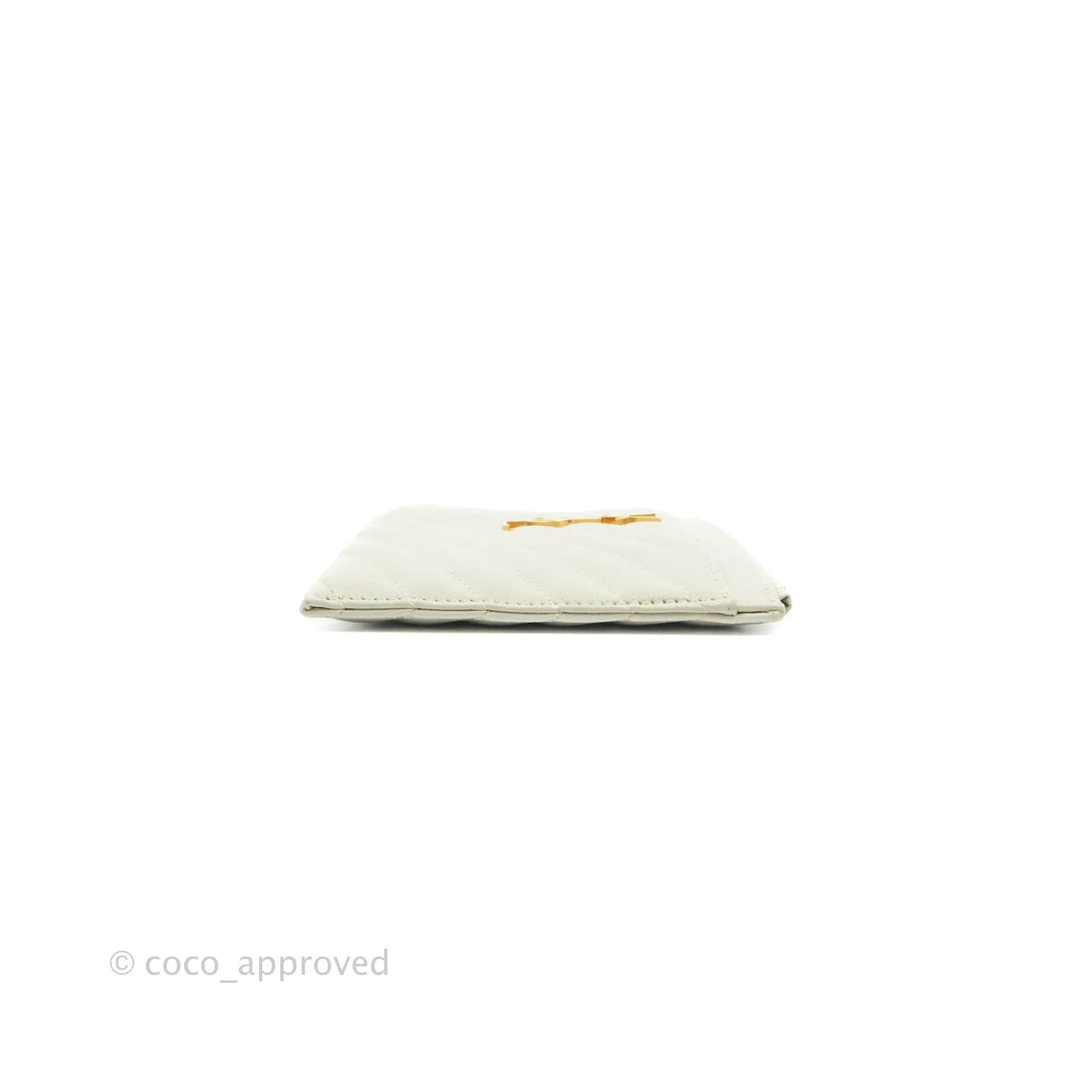 Saint Laurent Envelope Zip Pouch Ivory Caviar Gold Hardware