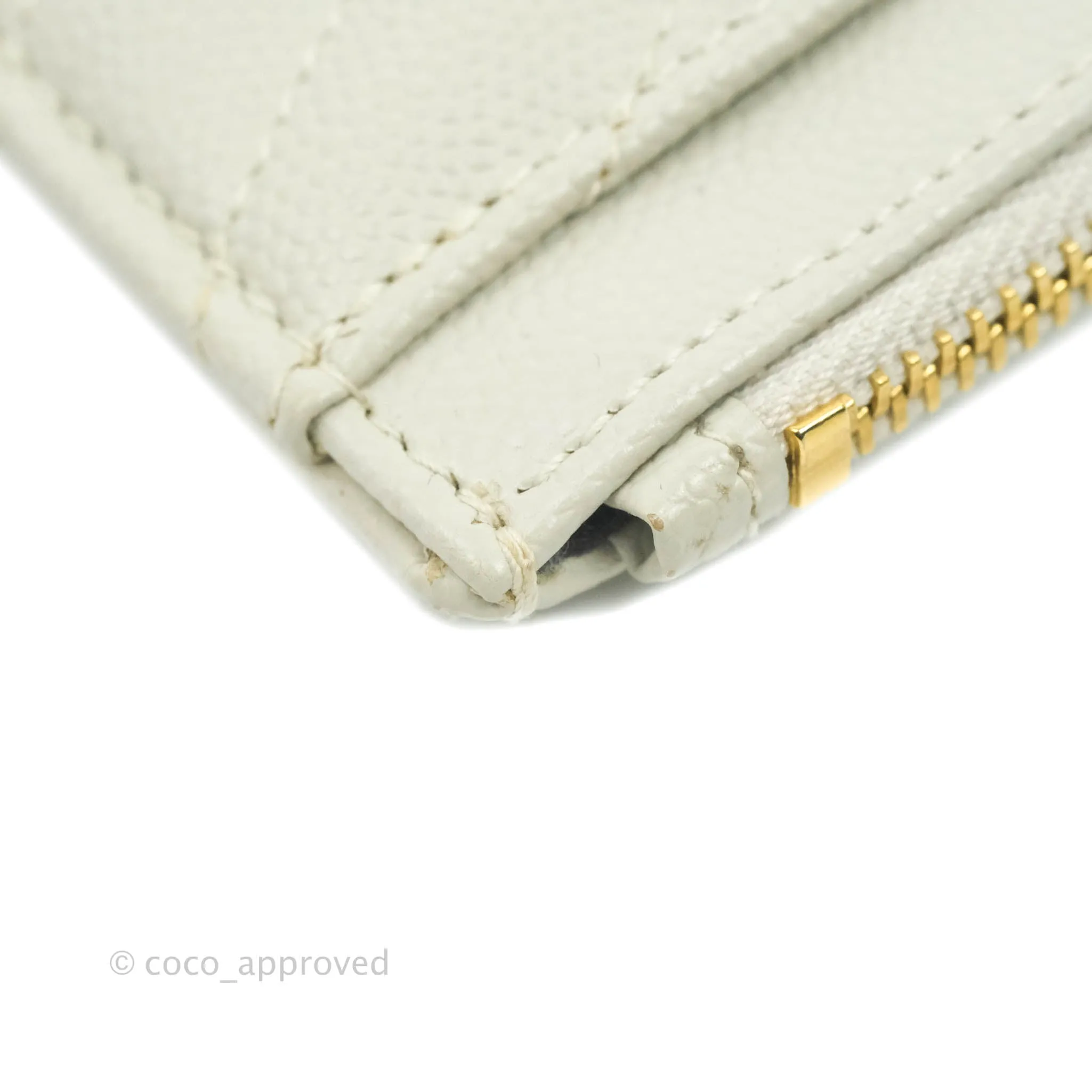 Saint Laurent Envelope Zip Pouch Ivory Caviar Gold Hardware