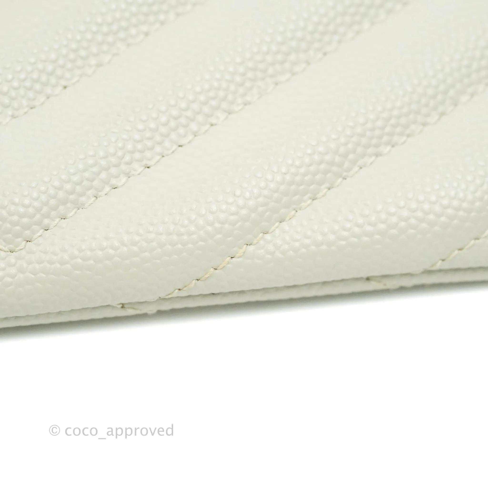 Saint Laurent Envelope Zip Pouch Ivory Caviar Gold Hardware