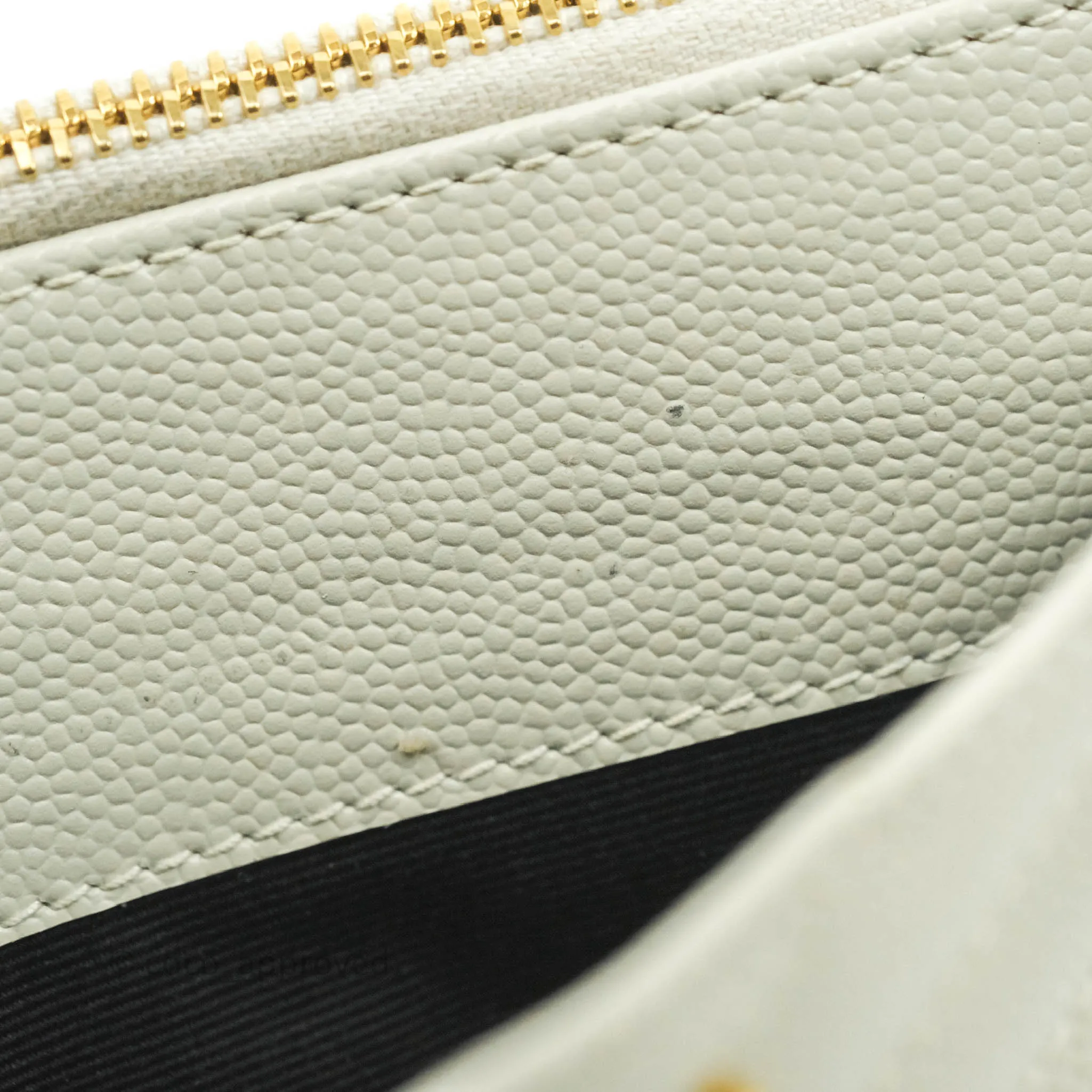Saint Laurent Envelope Zip Pouch Ivory Caviar Gold Hardware