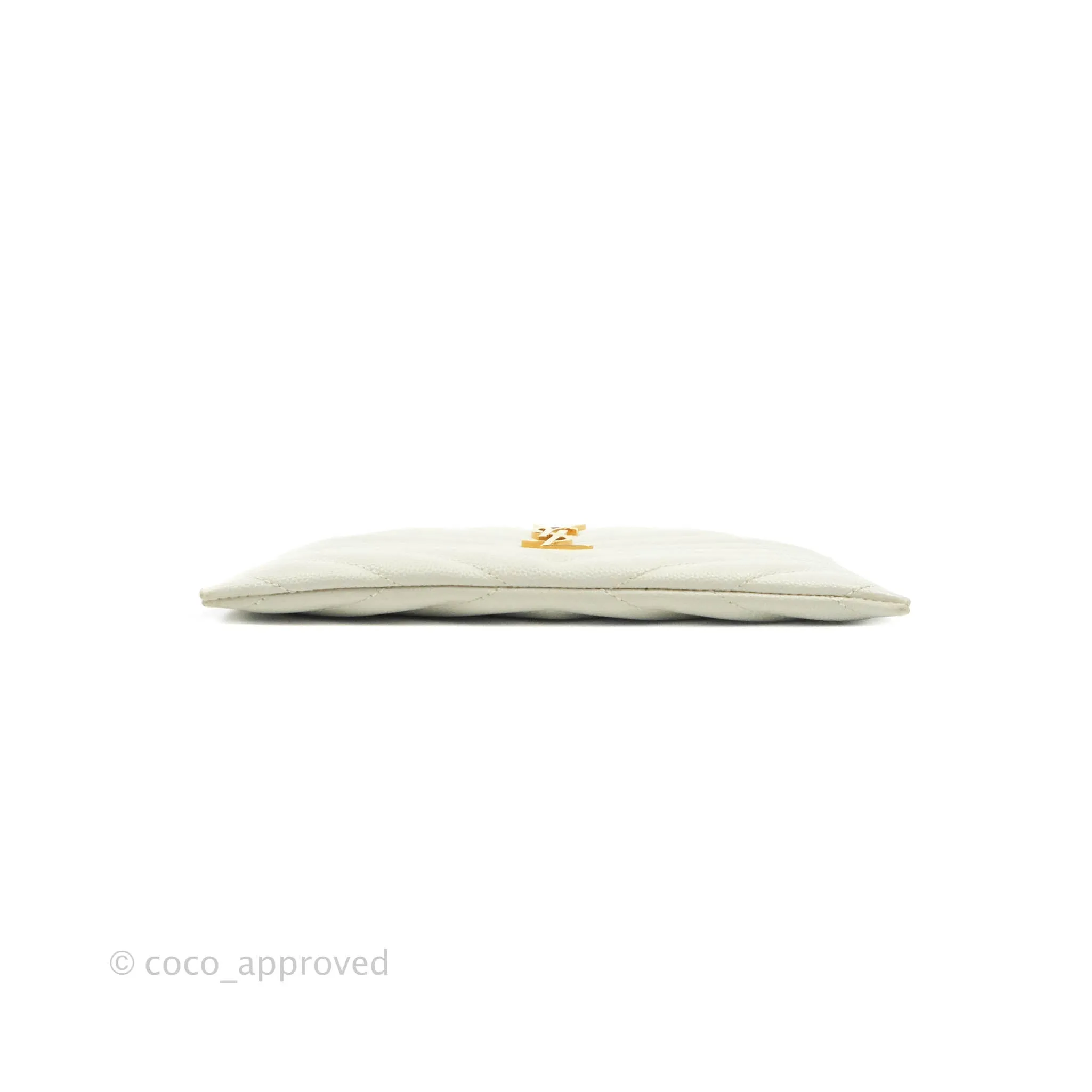 Saint Laurent Envelope Zip Pouch Ivory Caviar Gold Hardware