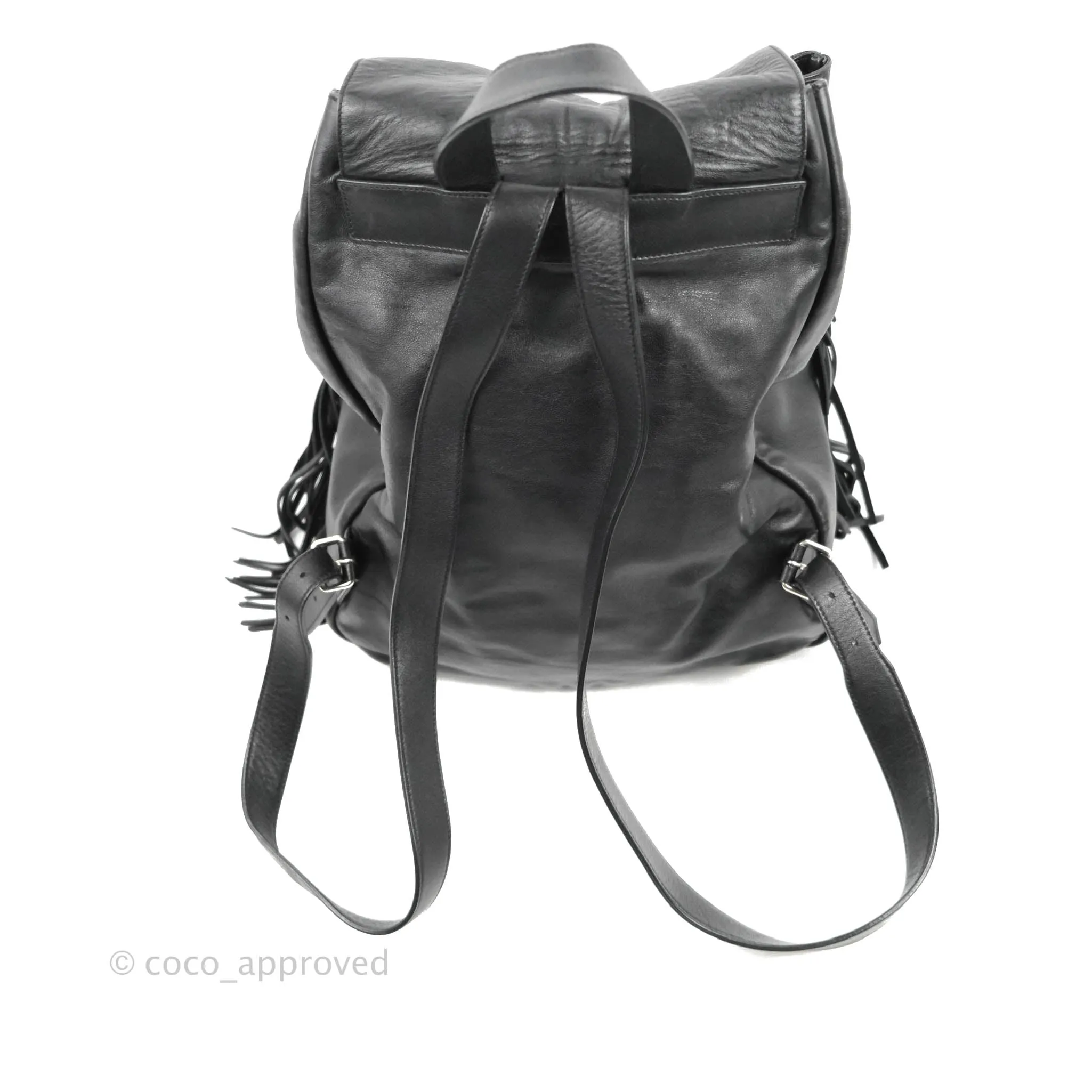 Saint Laurent Festival Fringe Backpack Black Calfskin